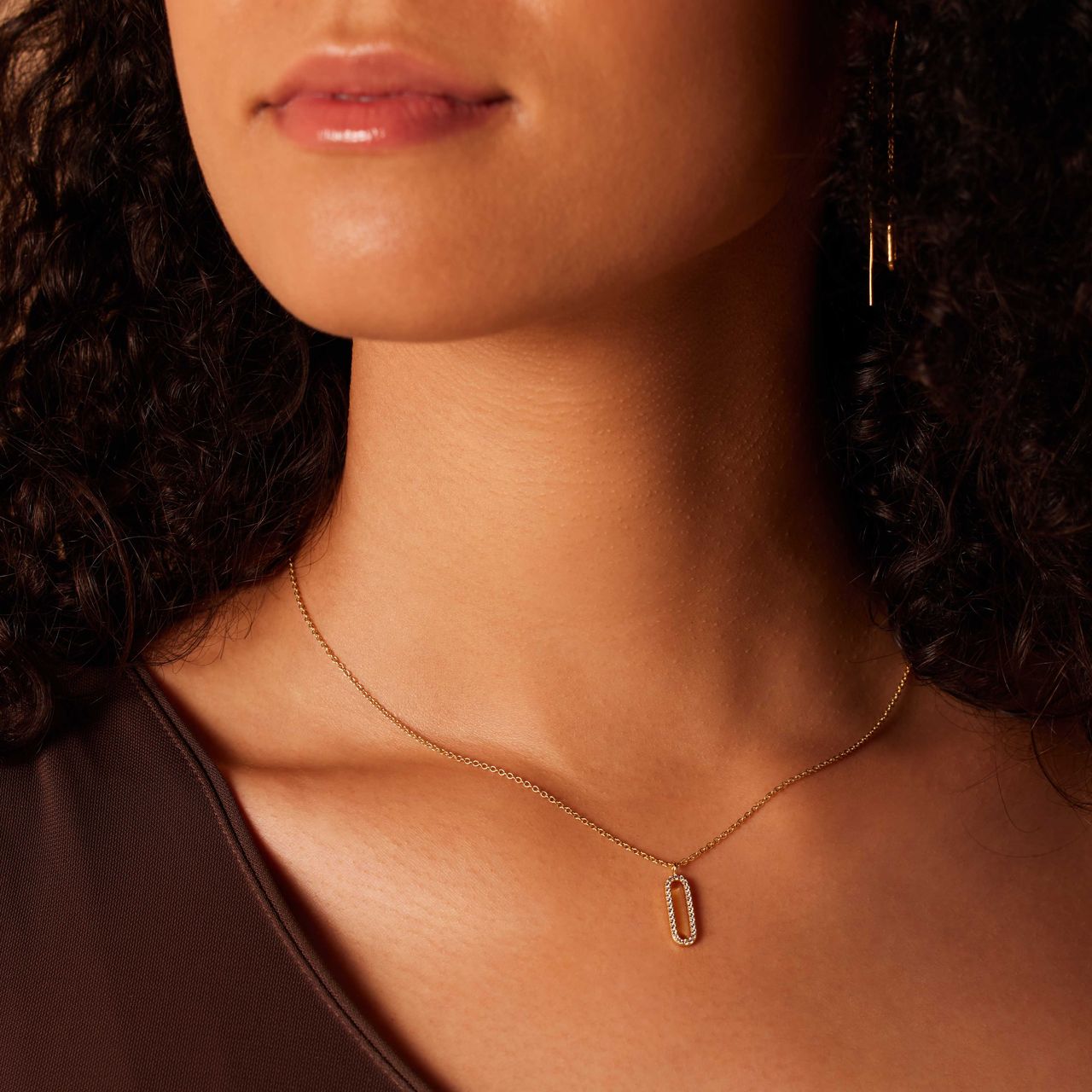 Zilveren goldplated ketting met hanger met zirkonia voor dames