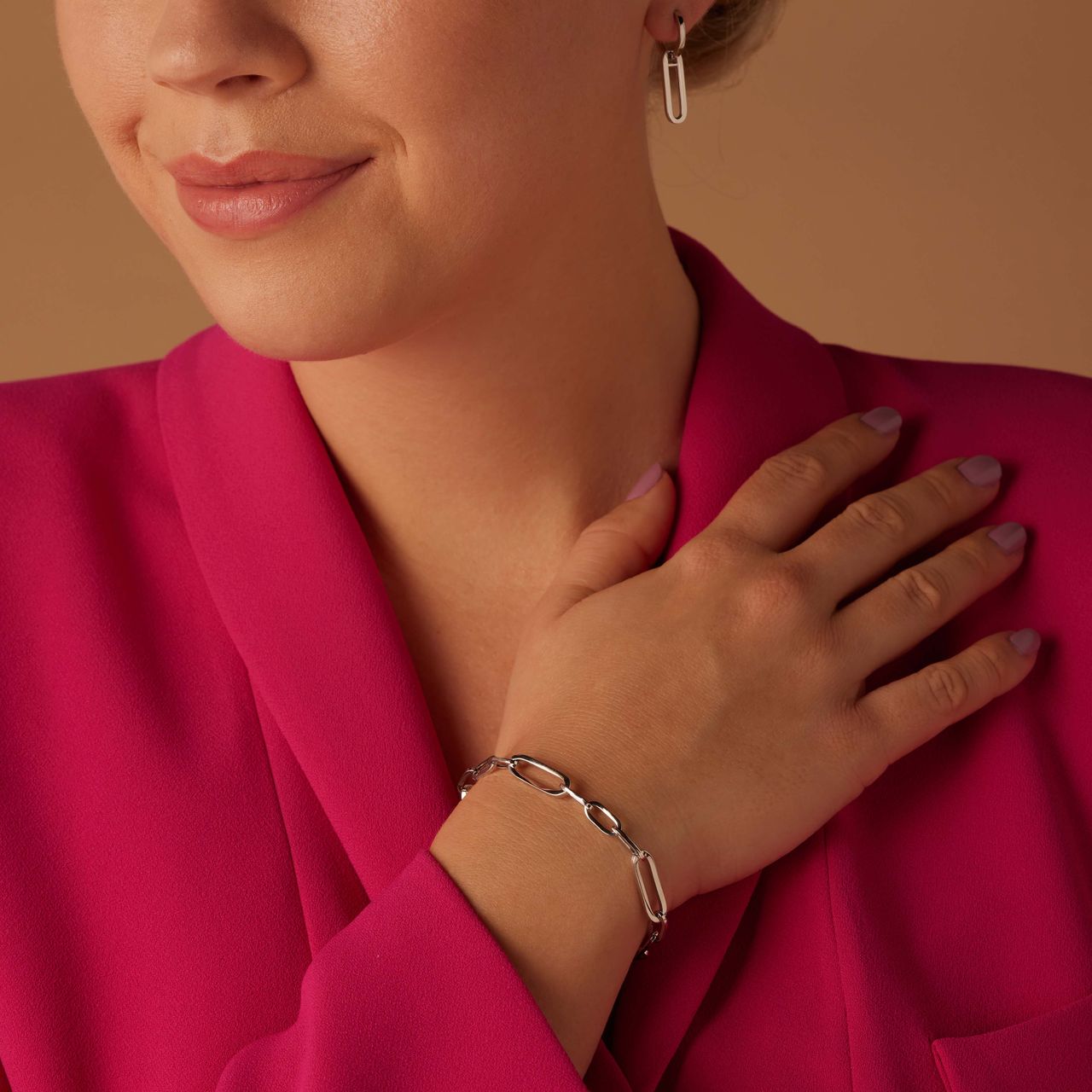 Büroklammer-Armband, 925 Silber
