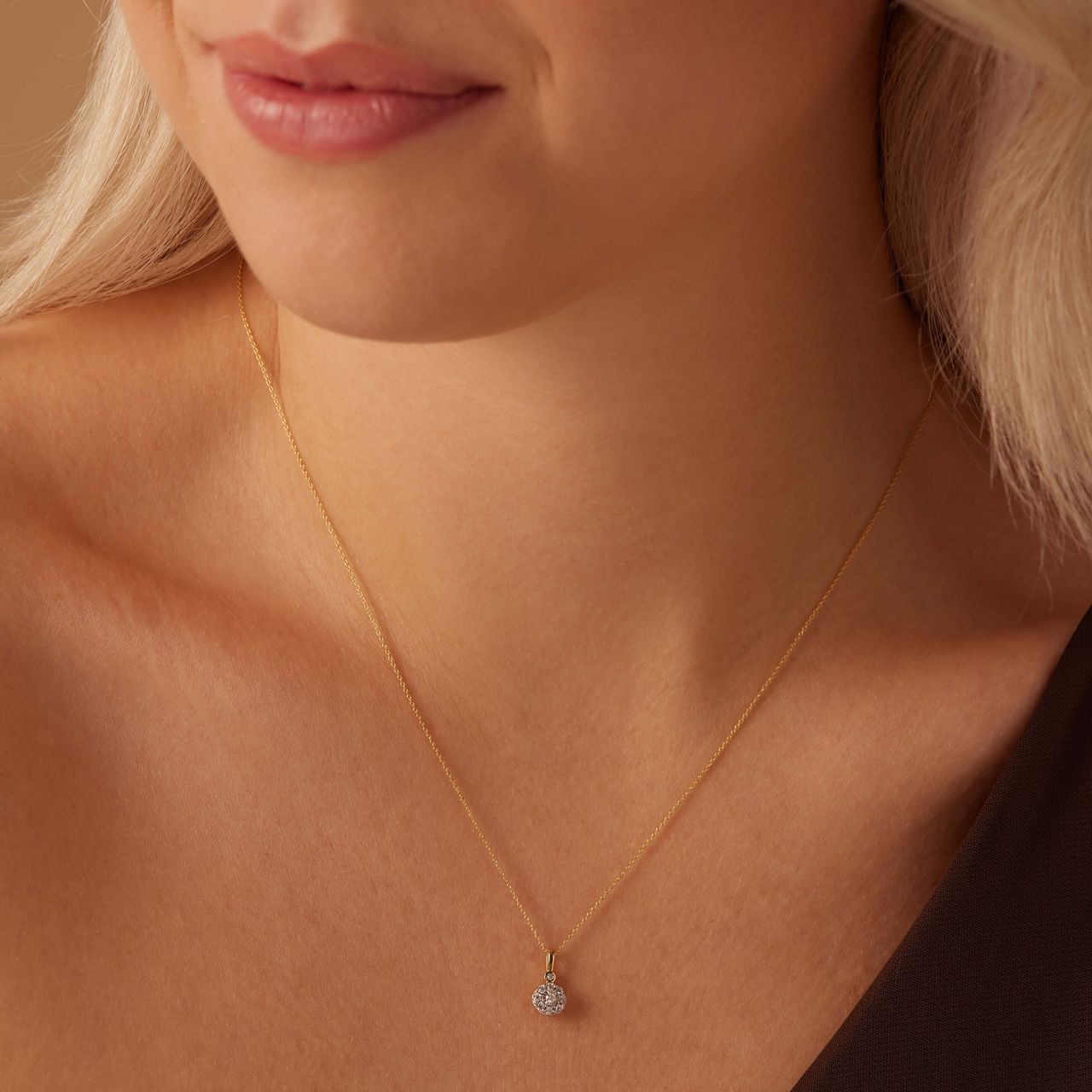 14 Karat Gelbgoldkette mit 10 Diamanten 0,05ct