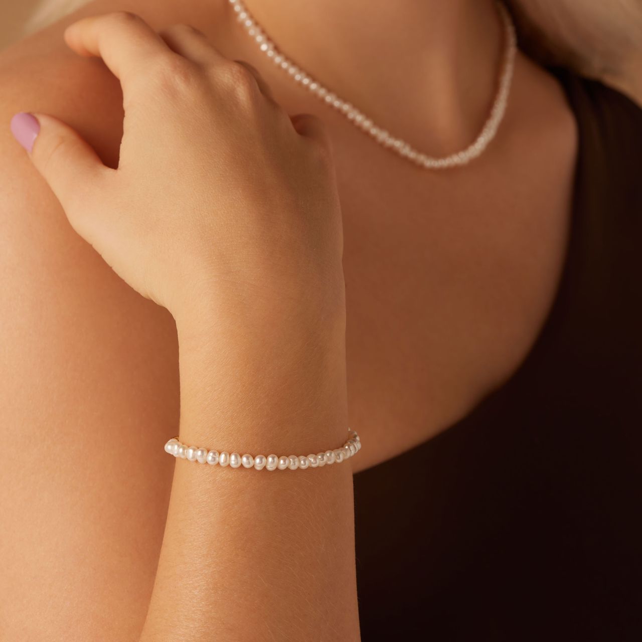Armband aus 925er Silber, vergoldet, Süßwasserperle