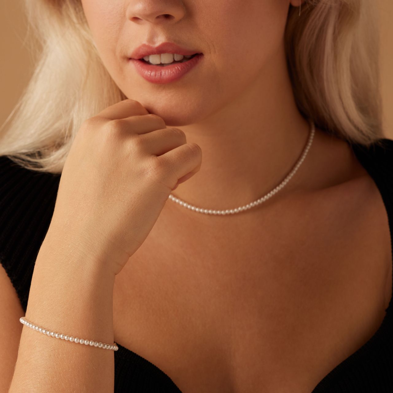 Zilveren goldplated parelarmband voor dames