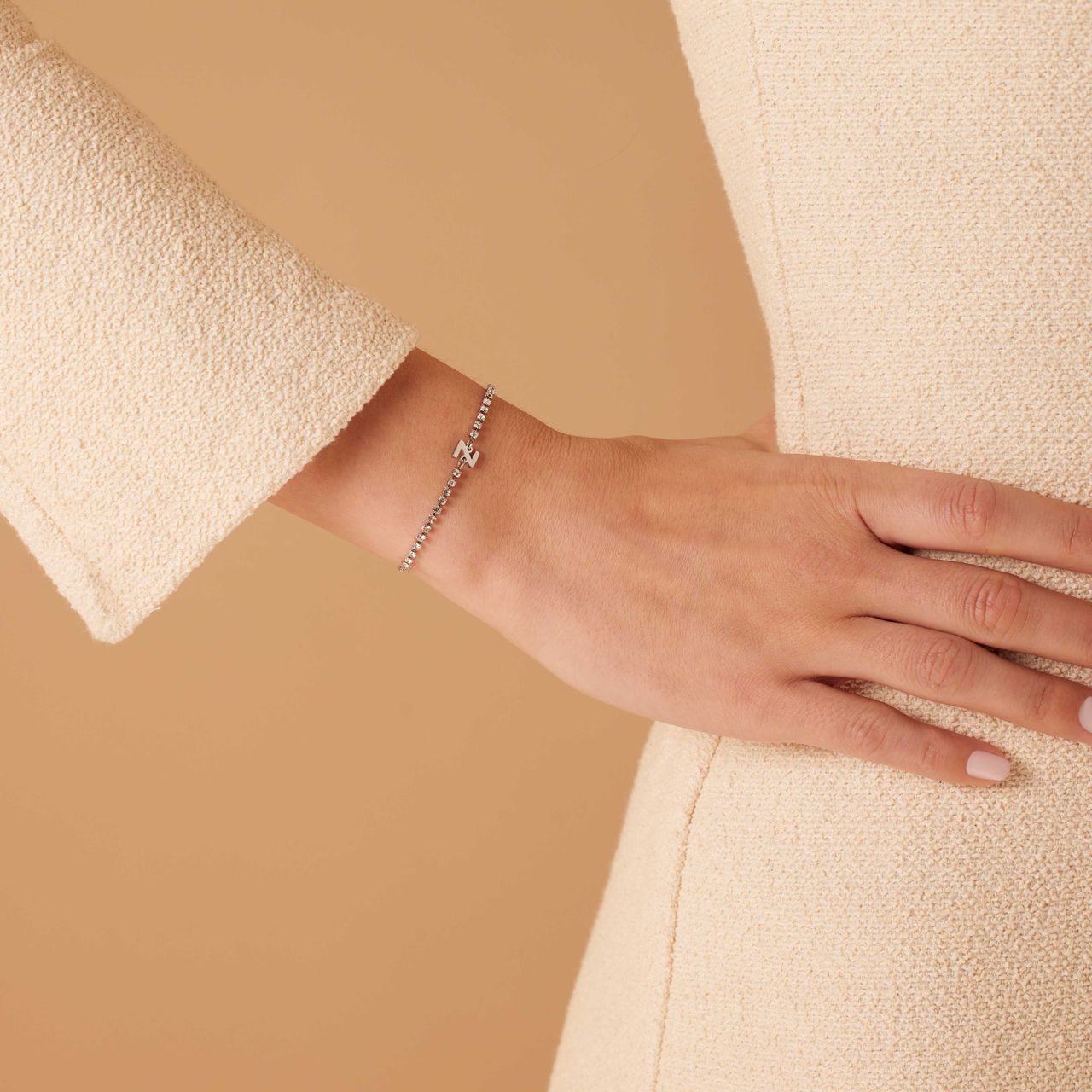 Stainless steel tennis armband wit cz letter - Z