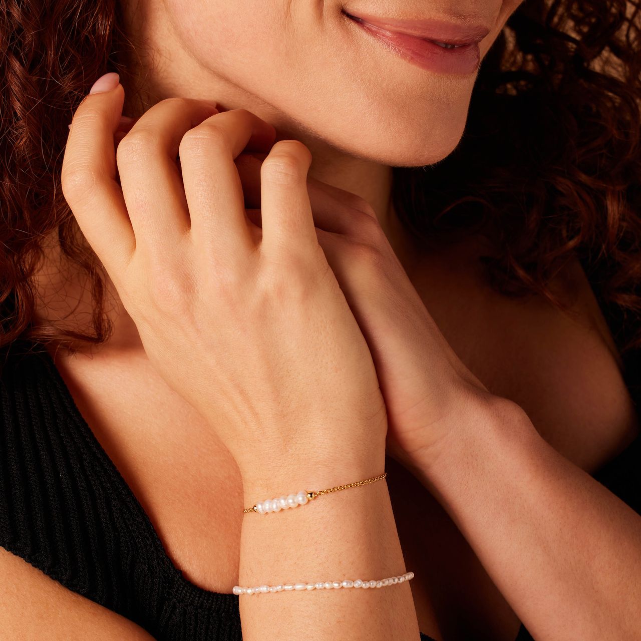 Zilveren goldplated parelarmband met parel voor dames