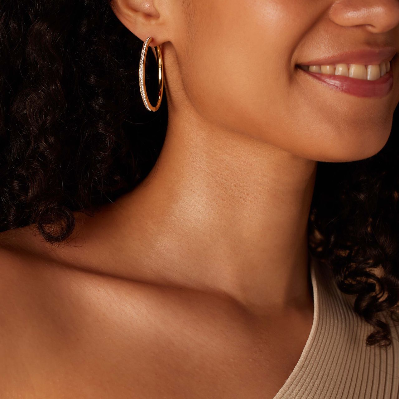 Zilveren goldplated oorringen kristal 40mm