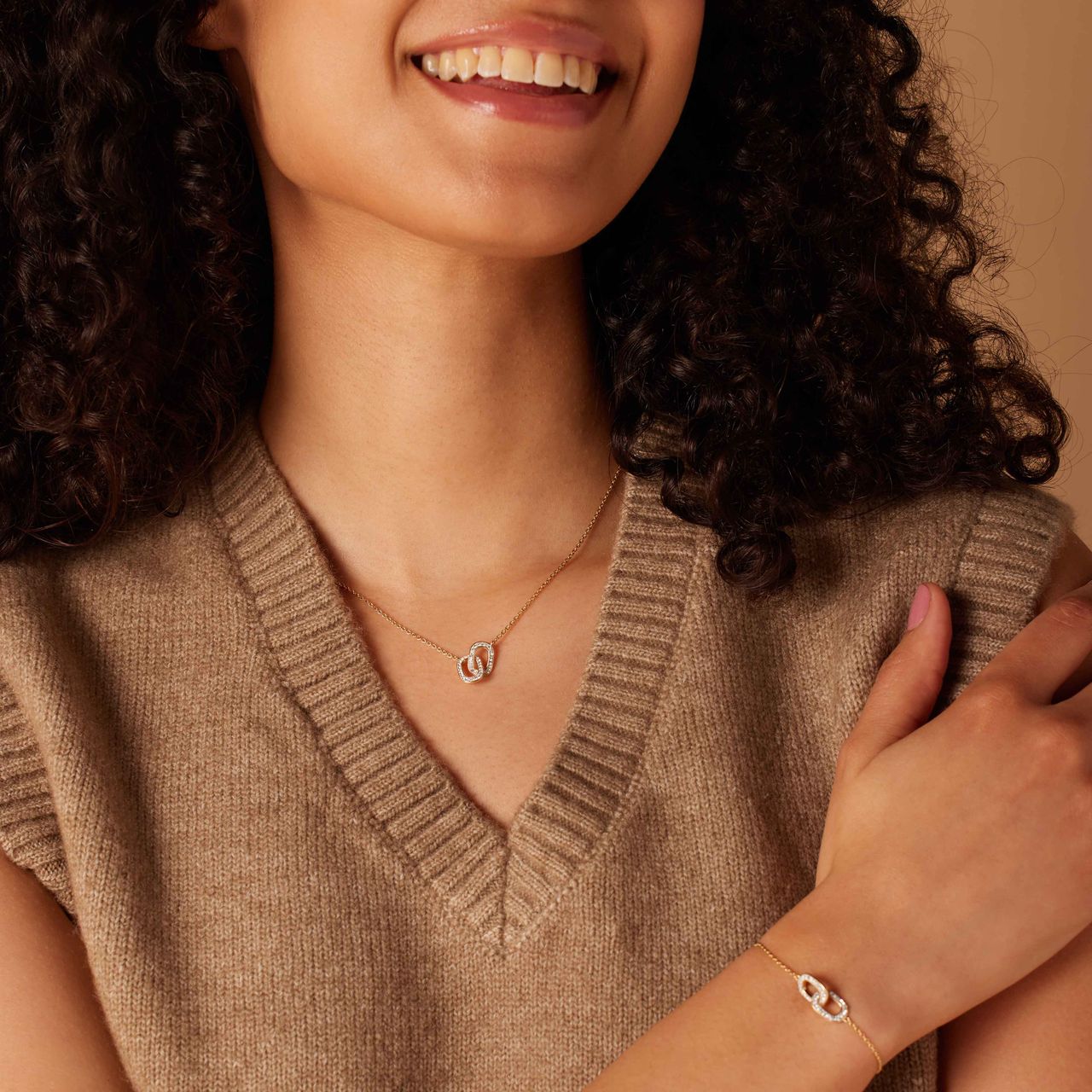 Zilveren goldplated ketting met hanger met zirkonia voor dames