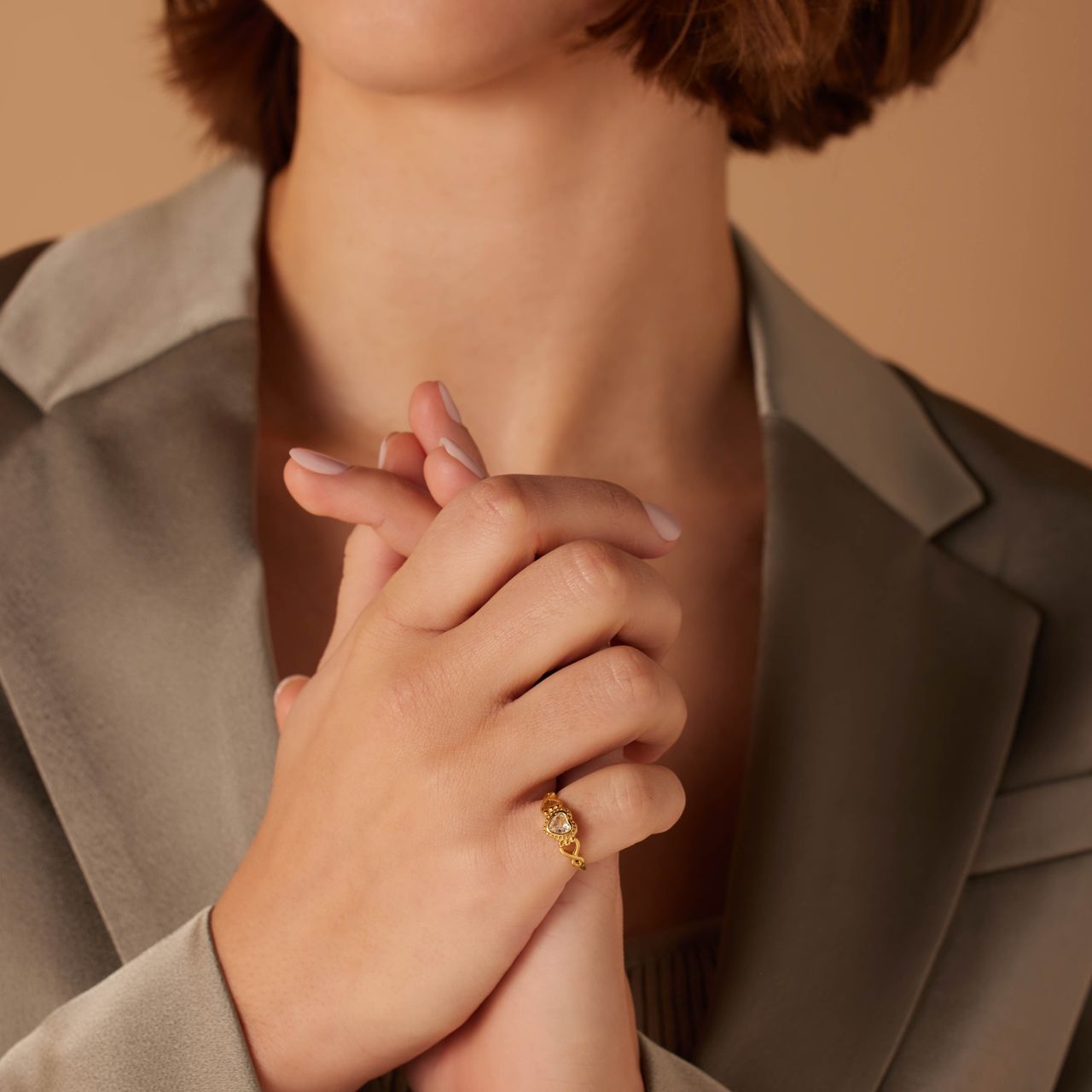 Stalen goldplated ring met zirkonia voor dames