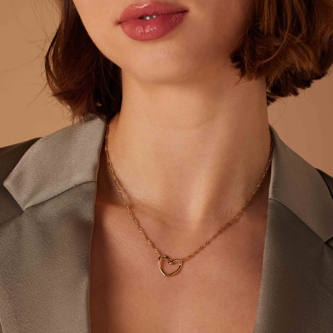 Stalen goldplated ketting met hart in box