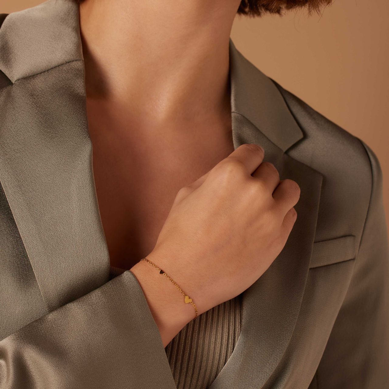 Stainless steel goldplated fantasiearmband hart voor dames