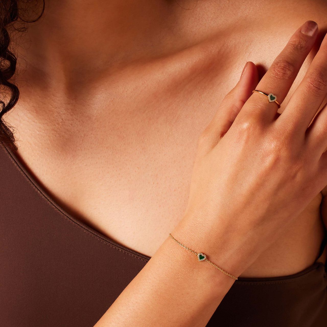 Zilveren goldplated ring met malachiet voor dames
