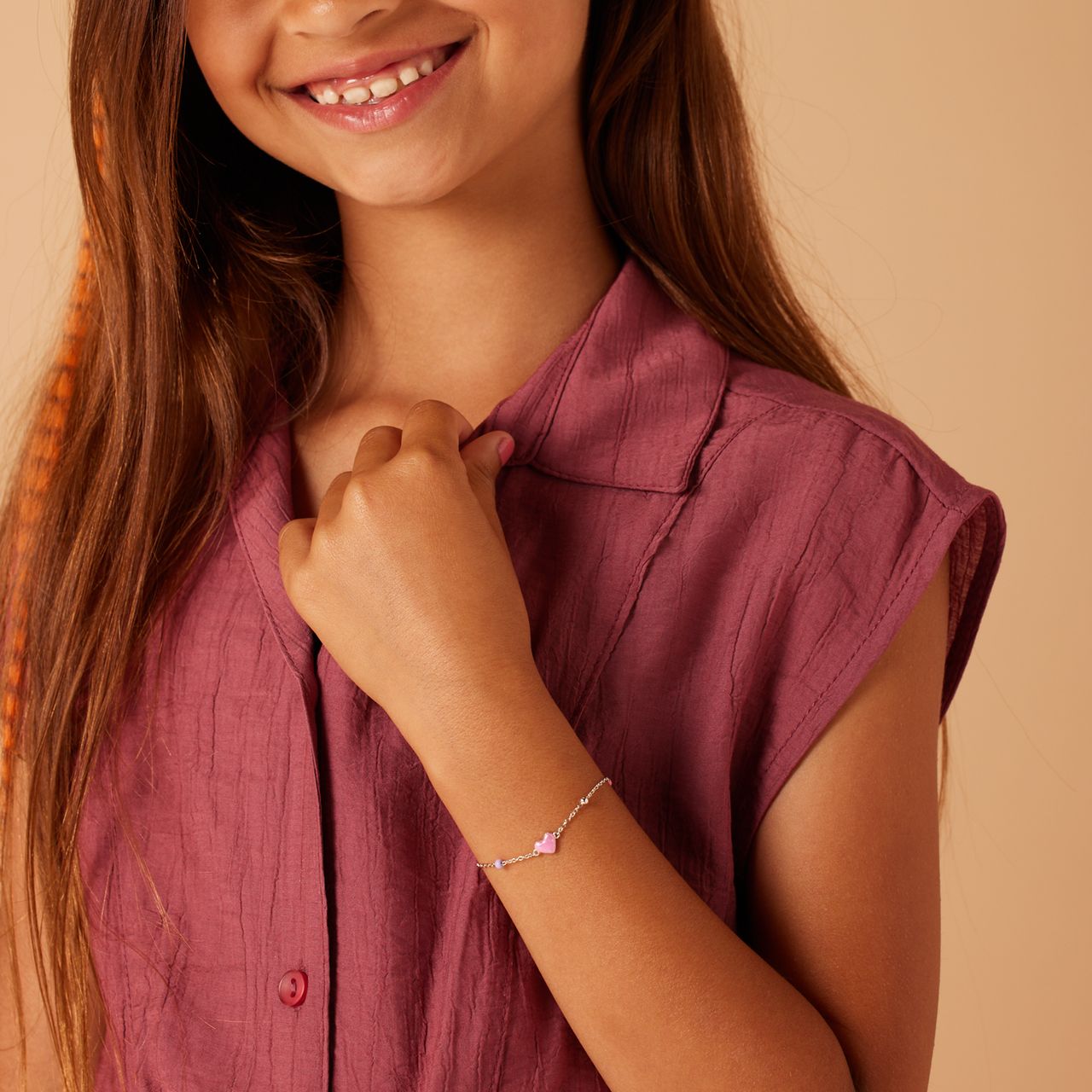 Armband aus 925er Silber mit rosa Herz