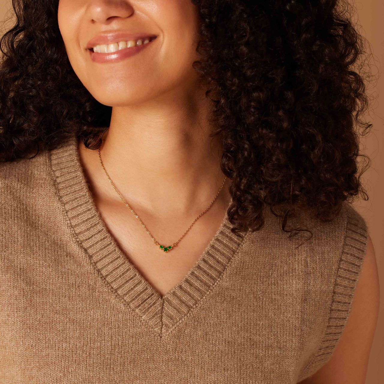 Stainless steel goldplated ketting met hanger met zirkonia voor dames