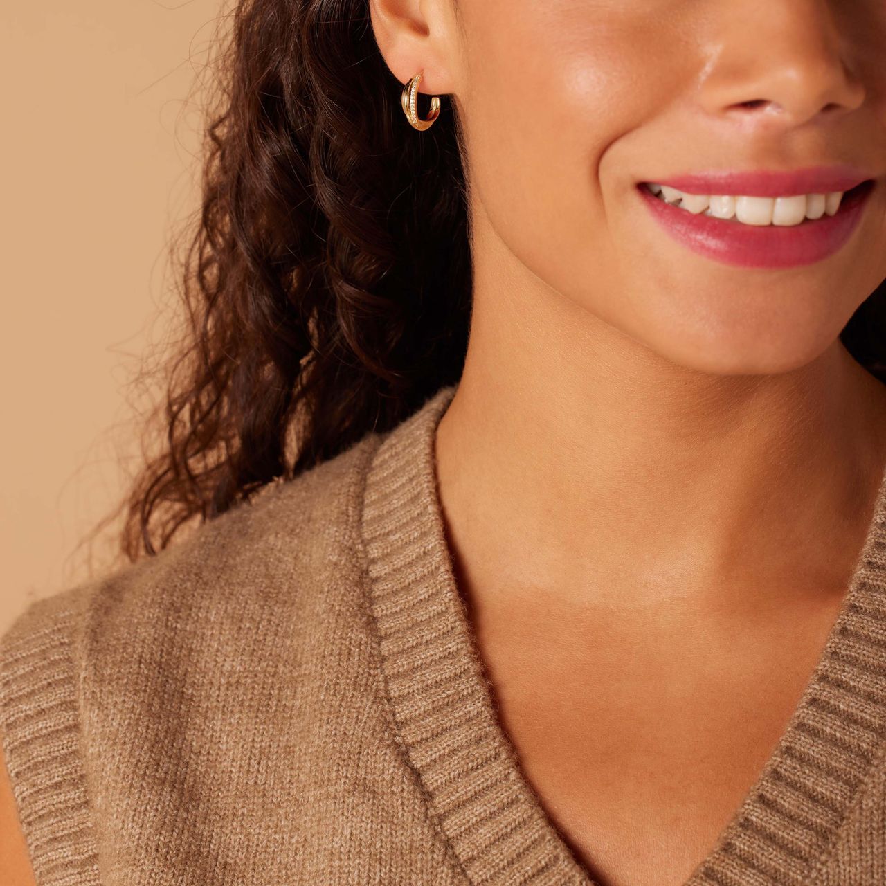 Zilveren goldplated oorringen met zirkonia voor dames