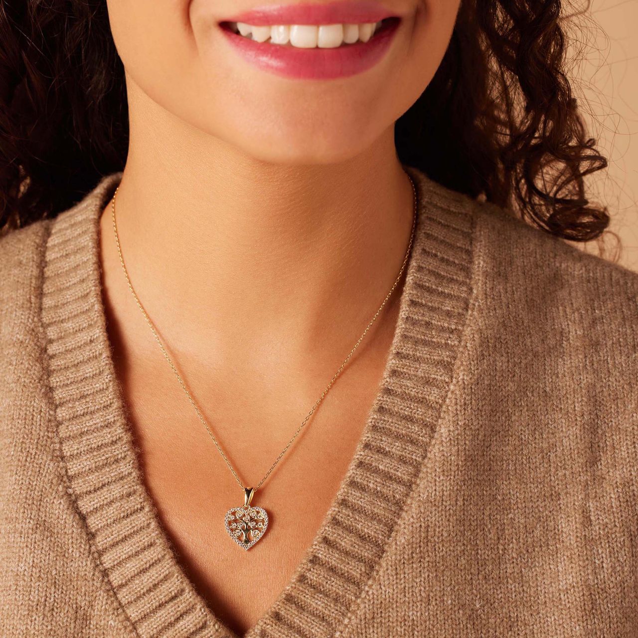 Zilveren goldplated ketting met hanger hart met zirkonia voor dames