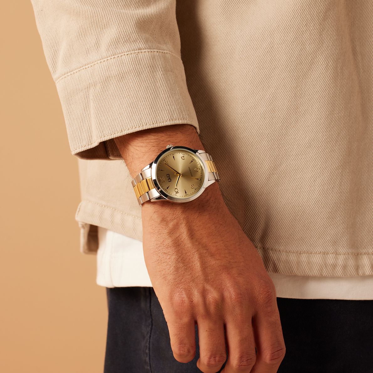 Q&Q Bicolor stainless steel herenhorloge C10A-045PY