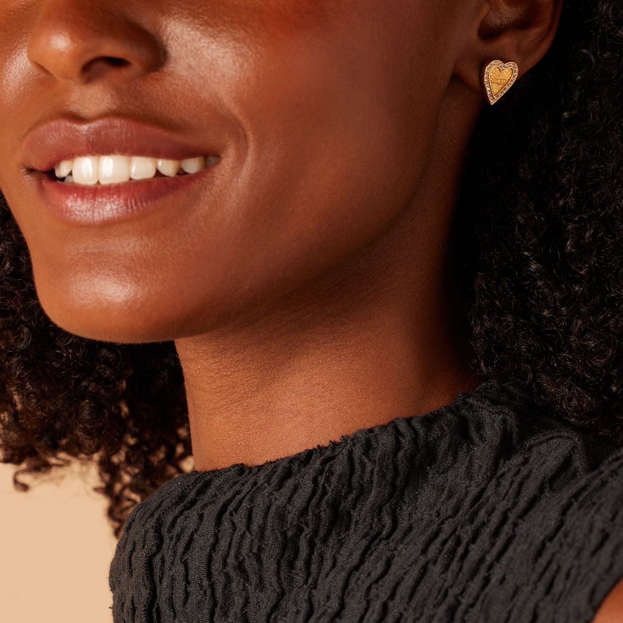 Guess stalen goldplated oorknoppen met kristal voor dames