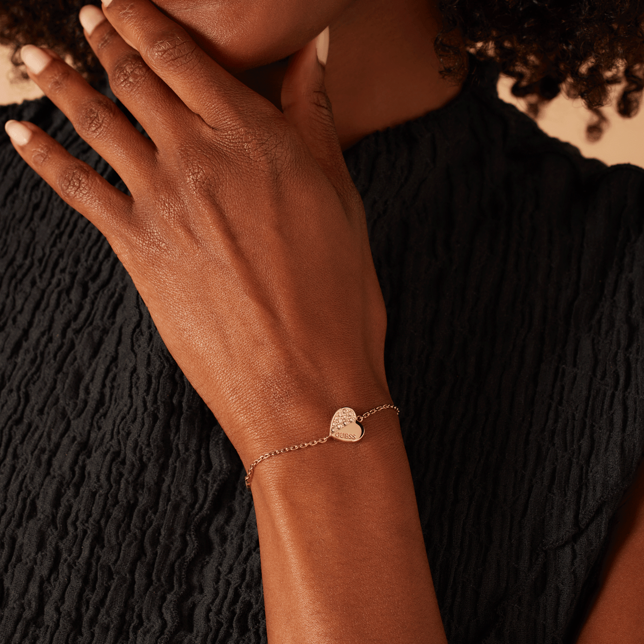 Guess Armband aus Edelstahl, rosévergoldet, LOVELY GUESS