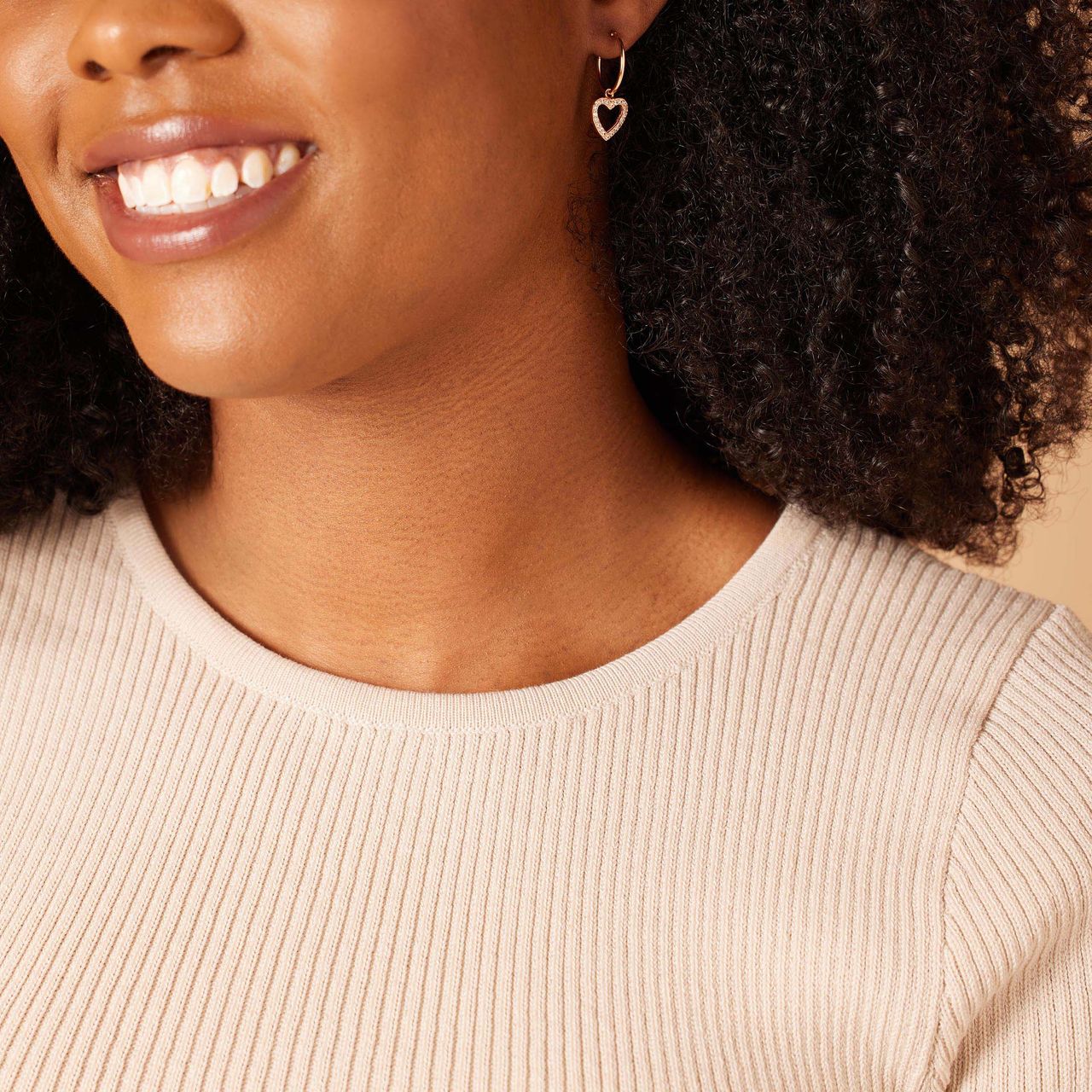 Ohrringe, 925 Silber, Rotvergoldet, Herz mit Zirkonia