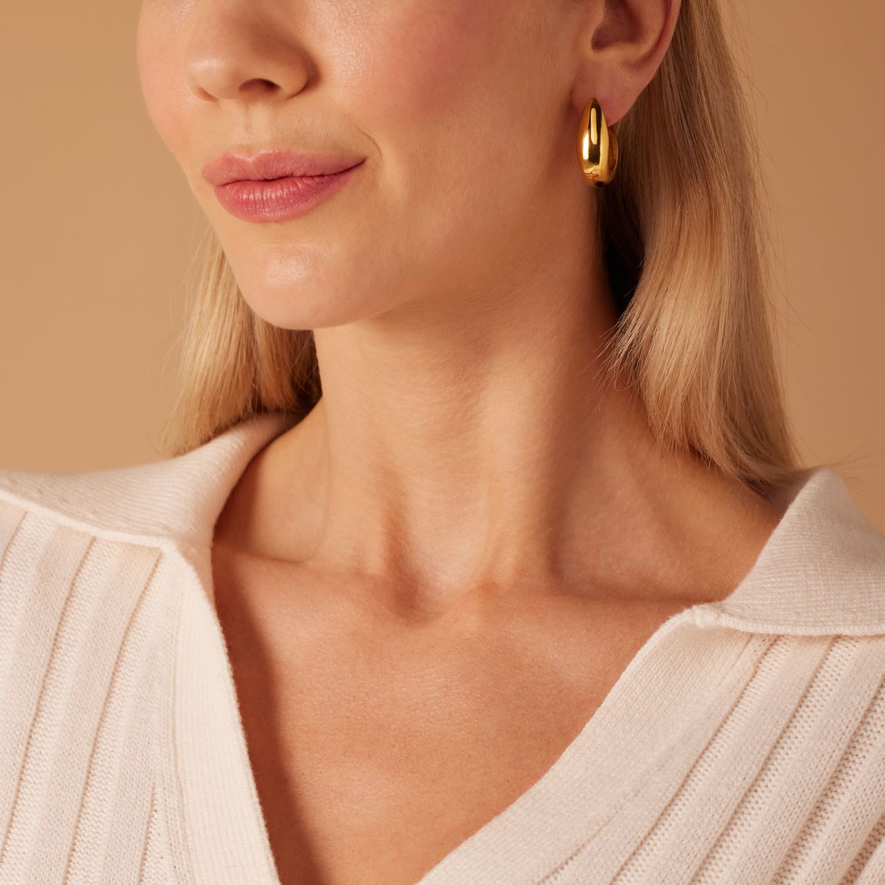 Camille stainless steel goldplated oorringen chunky voor dames