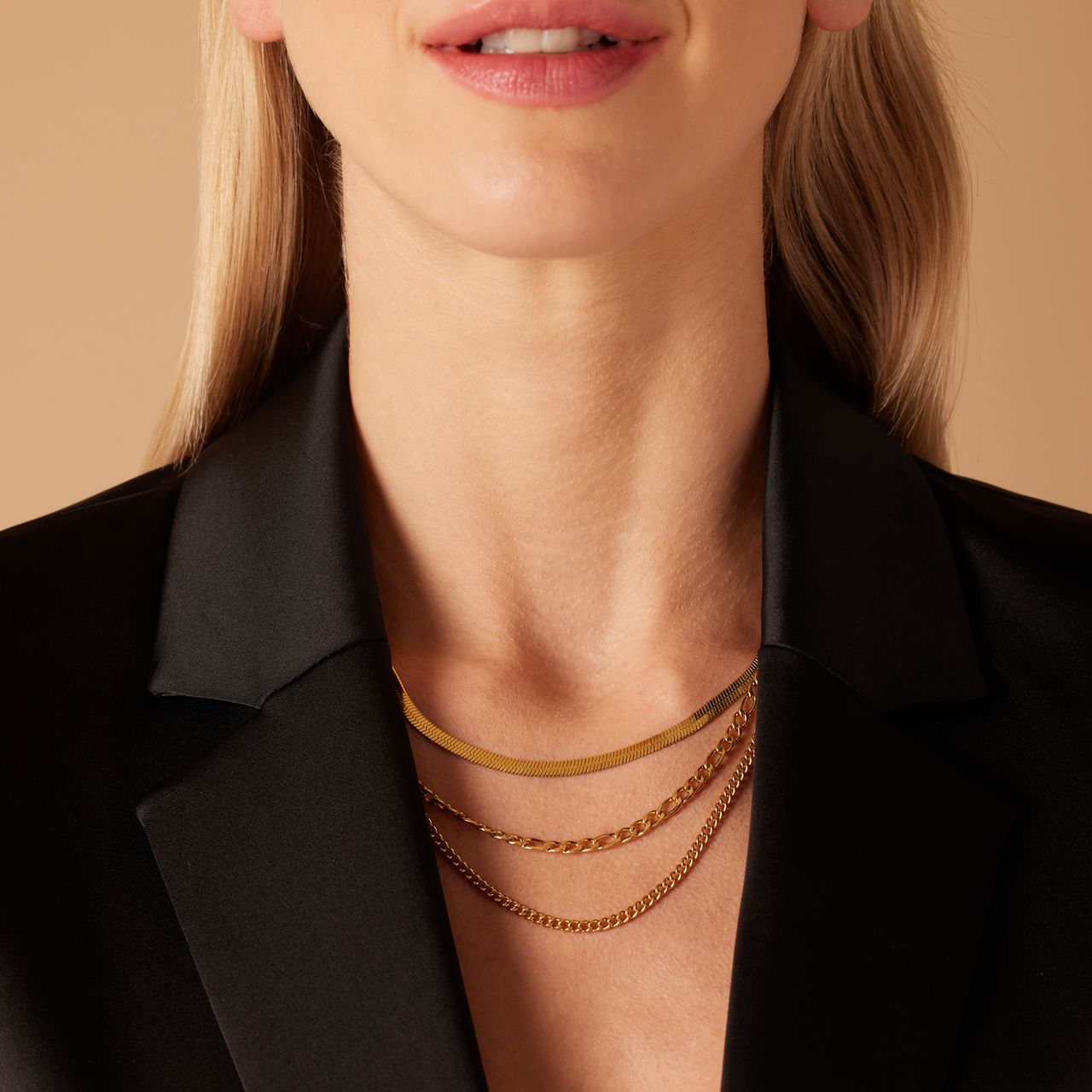 Stainless steel goldplated ketting voor dames