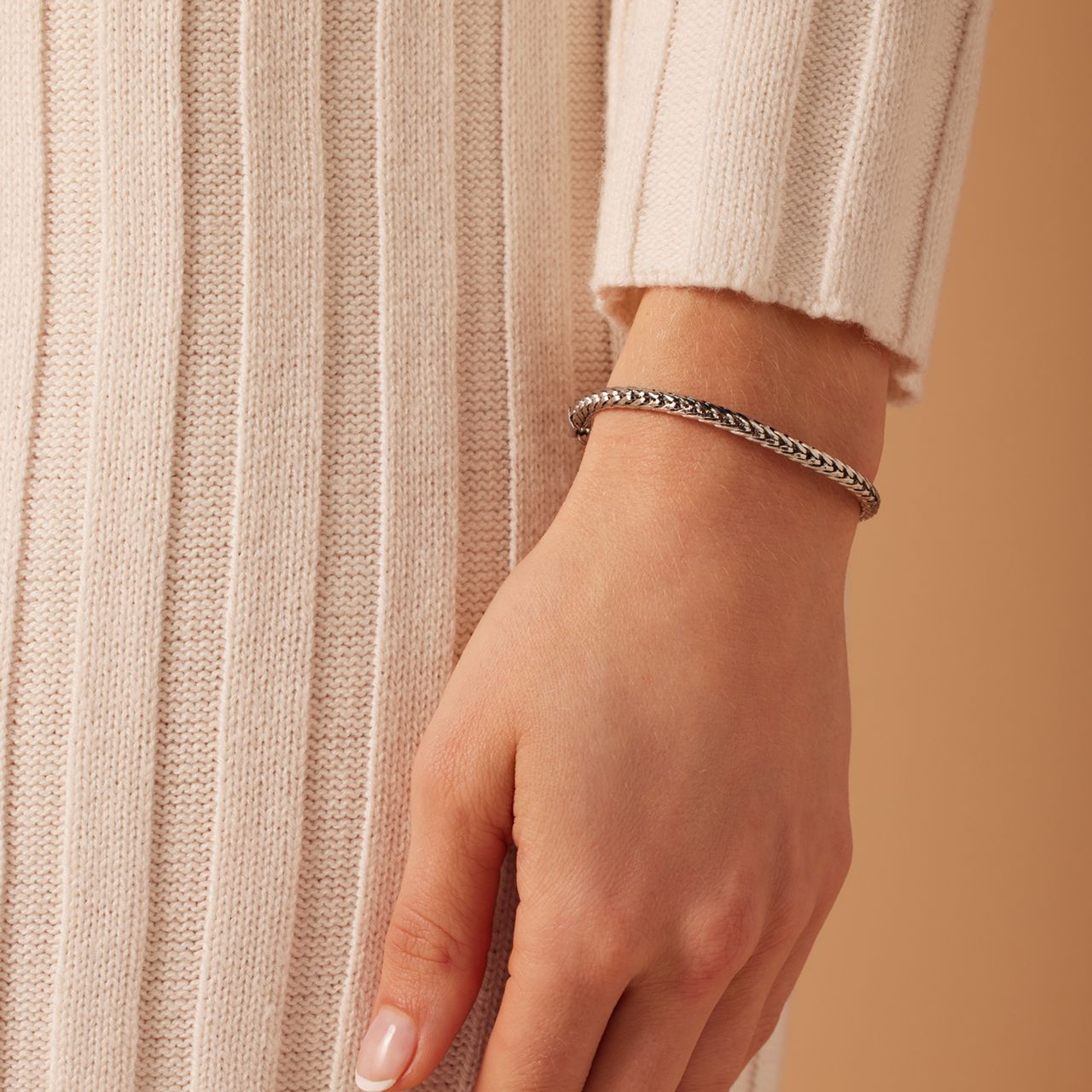 Stainless steel armband met vossenstaartschakel