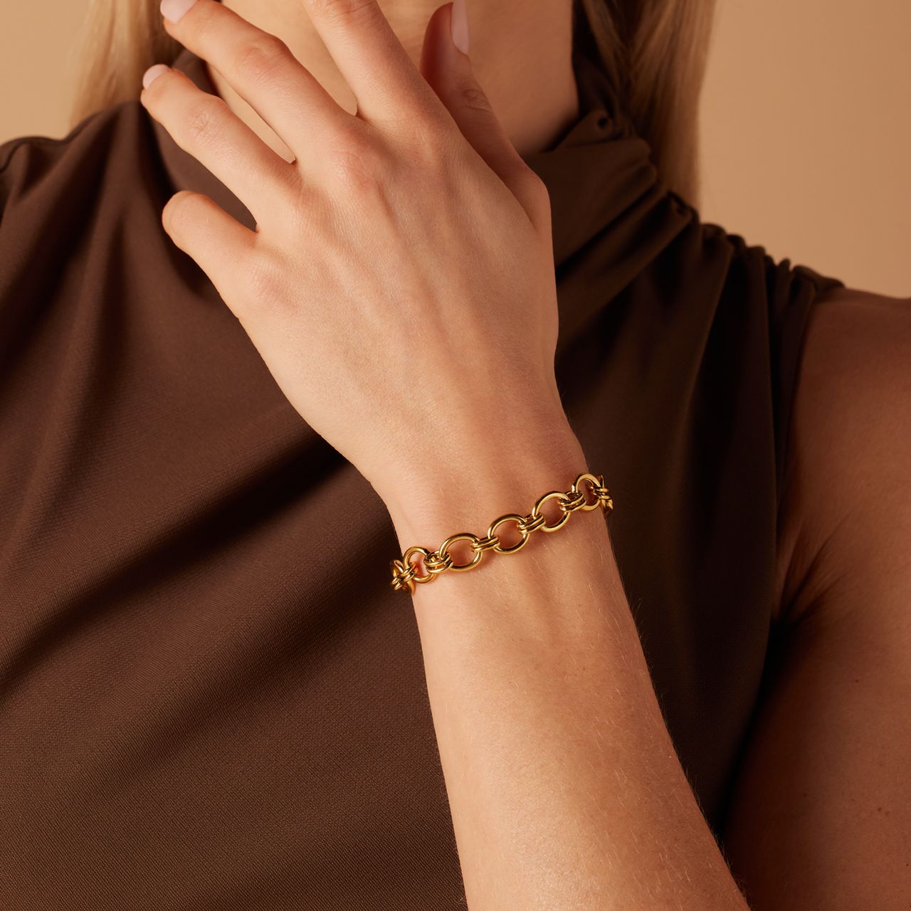 Stainless steel goldplated fantasiearmband voor dames