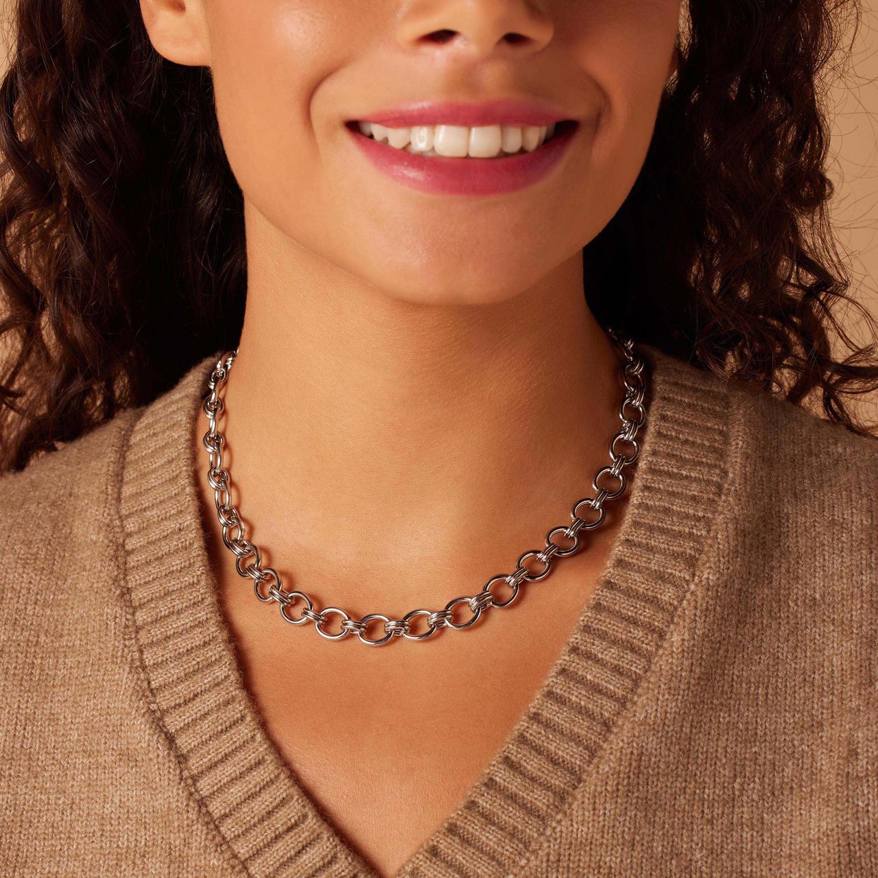 Camille stainless steel ketting chunky schakels glad voor dames