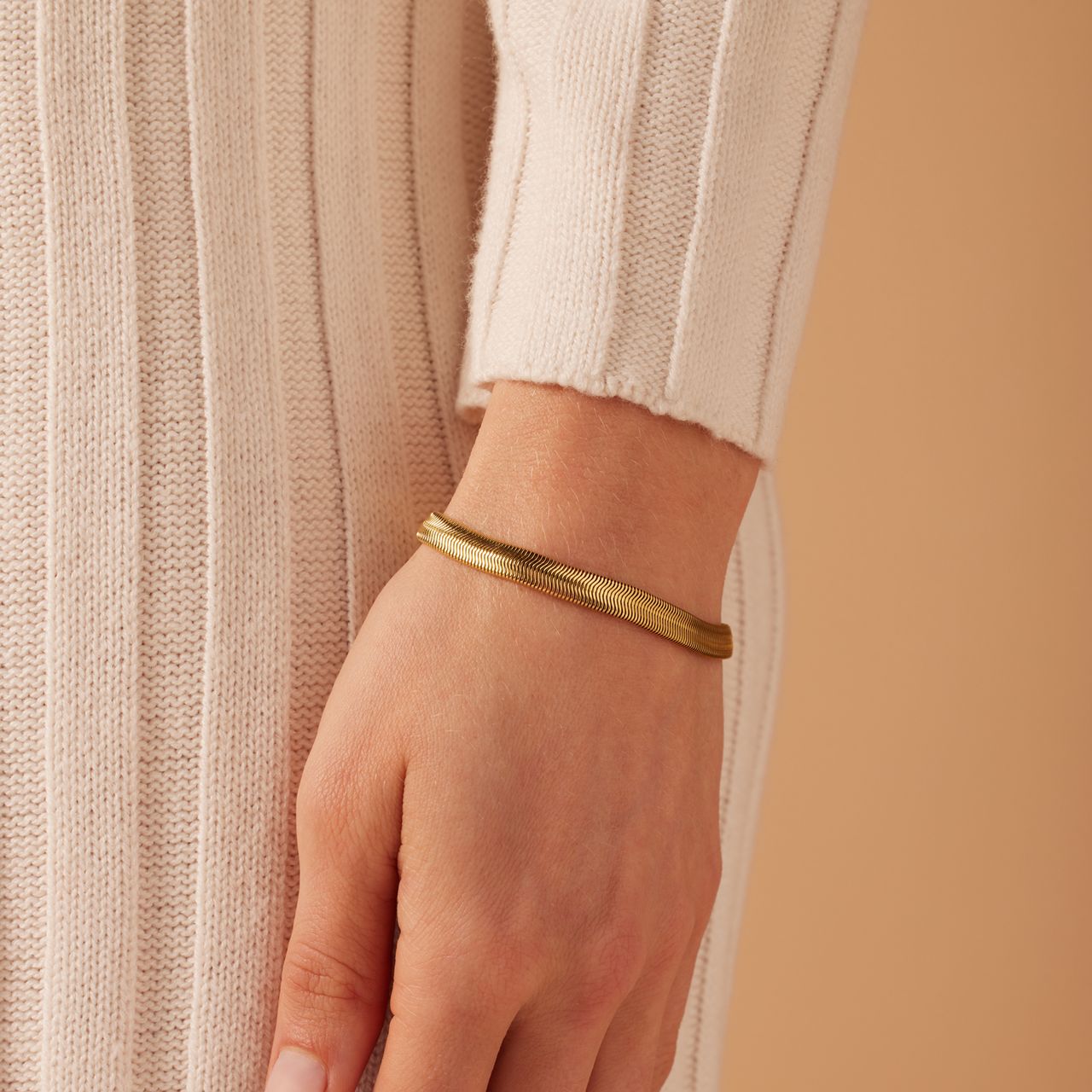 Stainless steel goldplated armband met platteschakel