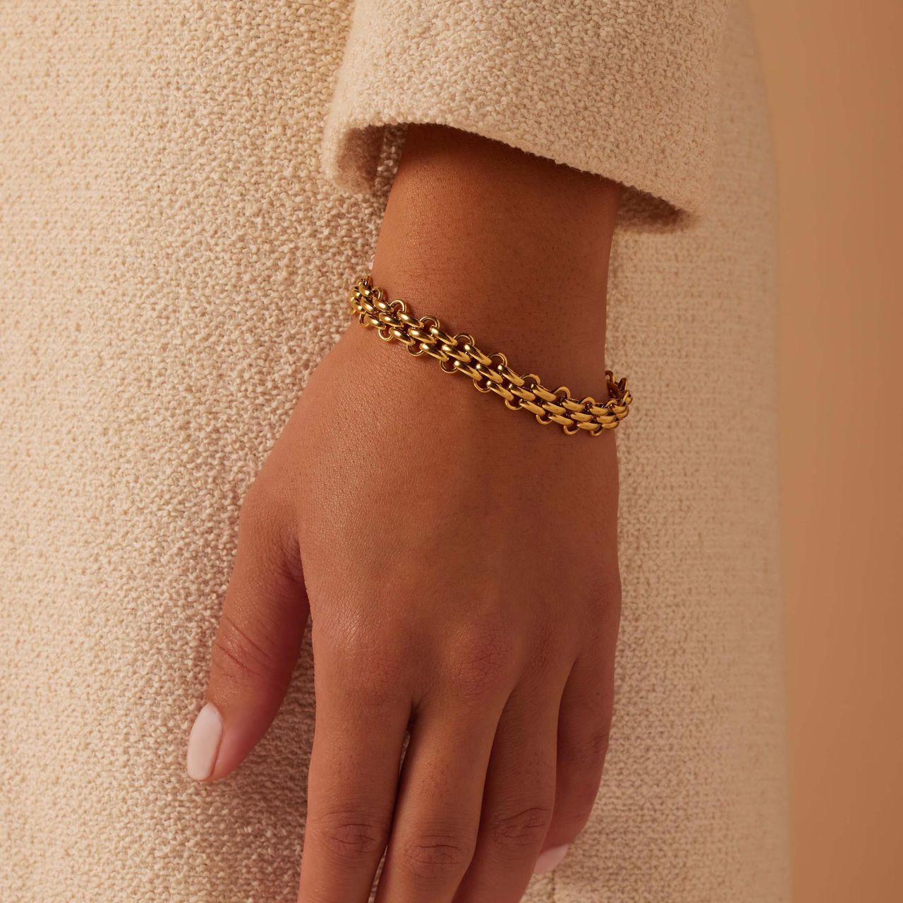 Stalen goldplated fantasiearmband voor dames