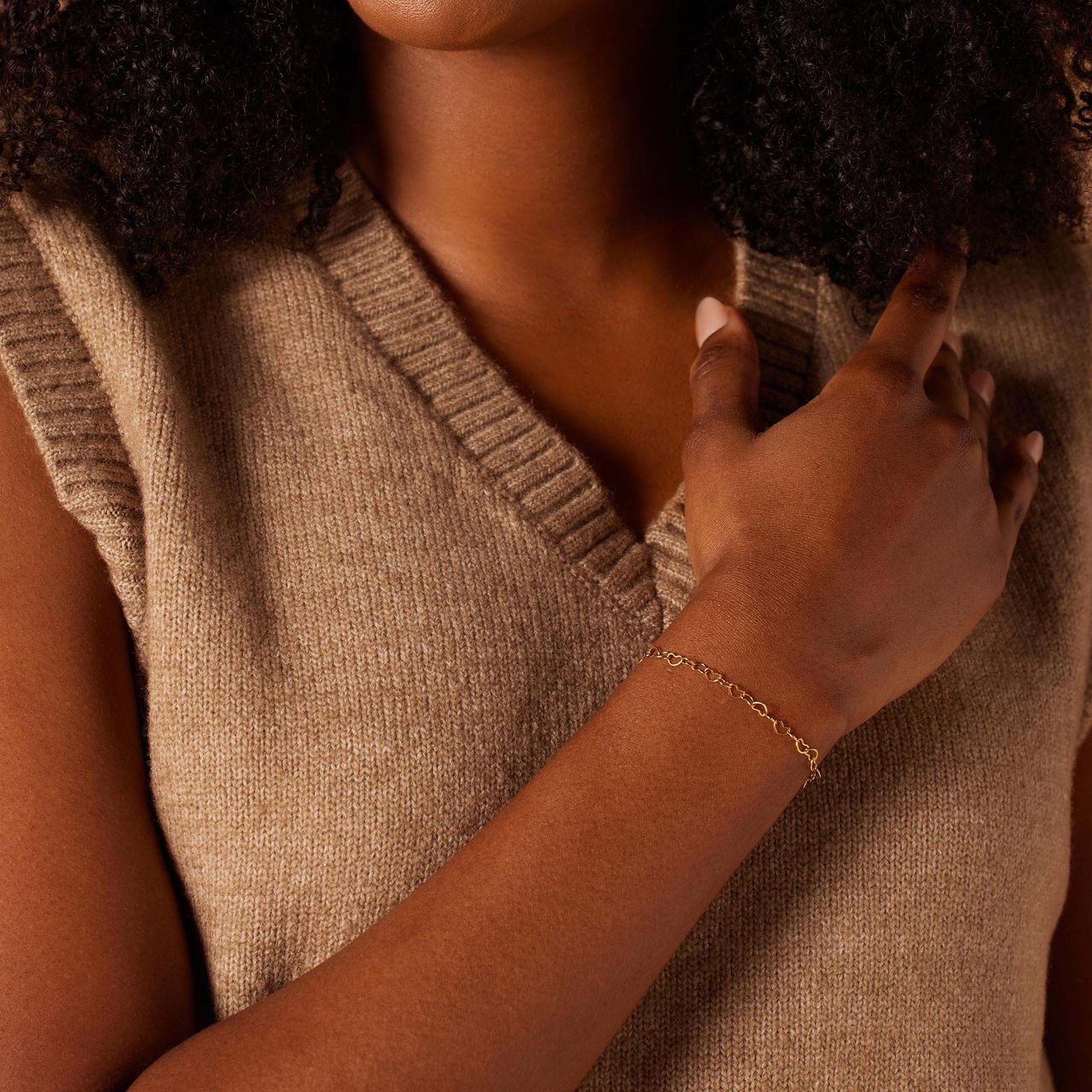 Armbänder aus Edelstahl, vergoldet, Mutter/Tochter, Herz
