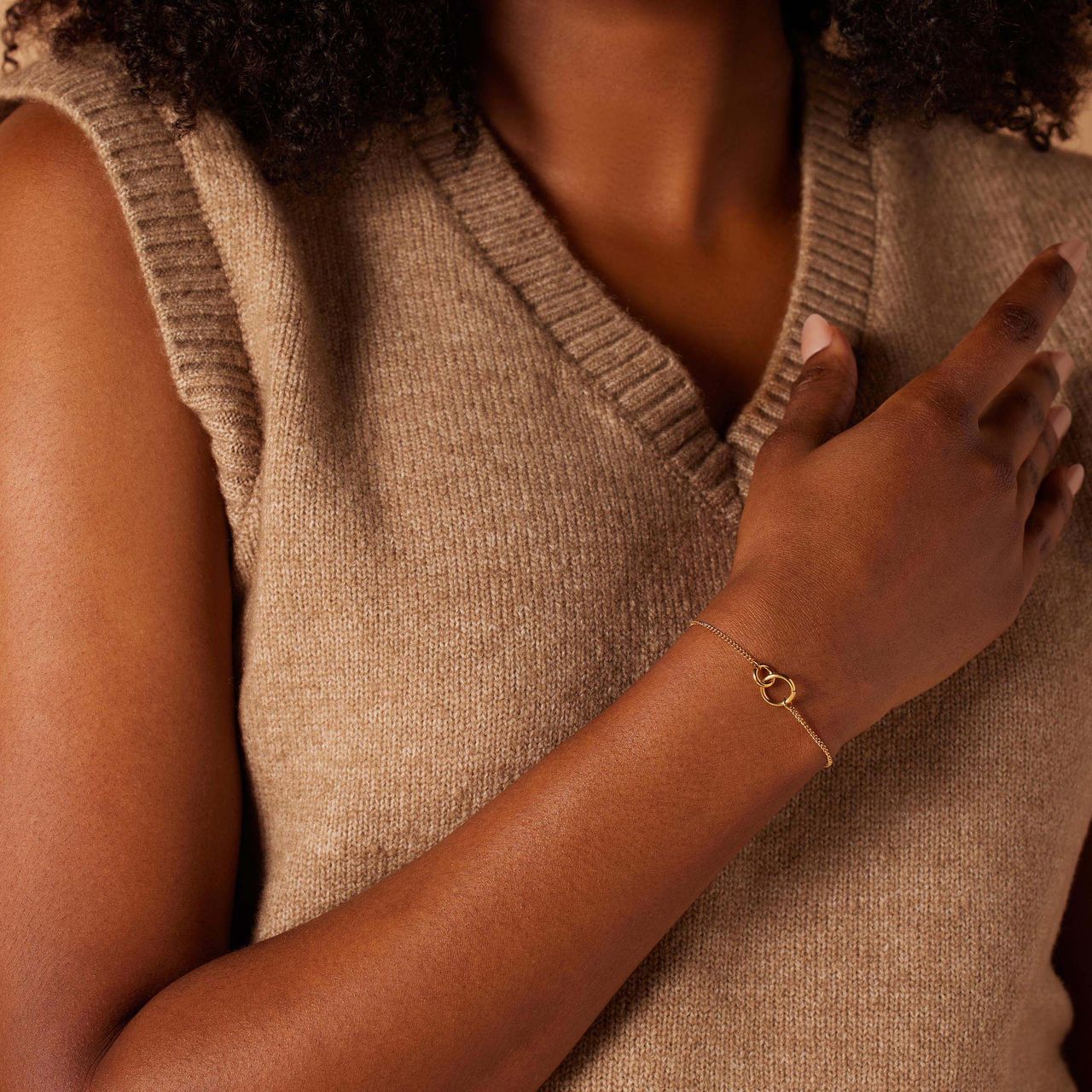 Stainless steel goldplated armbanden Moeder/Dochter cirkels