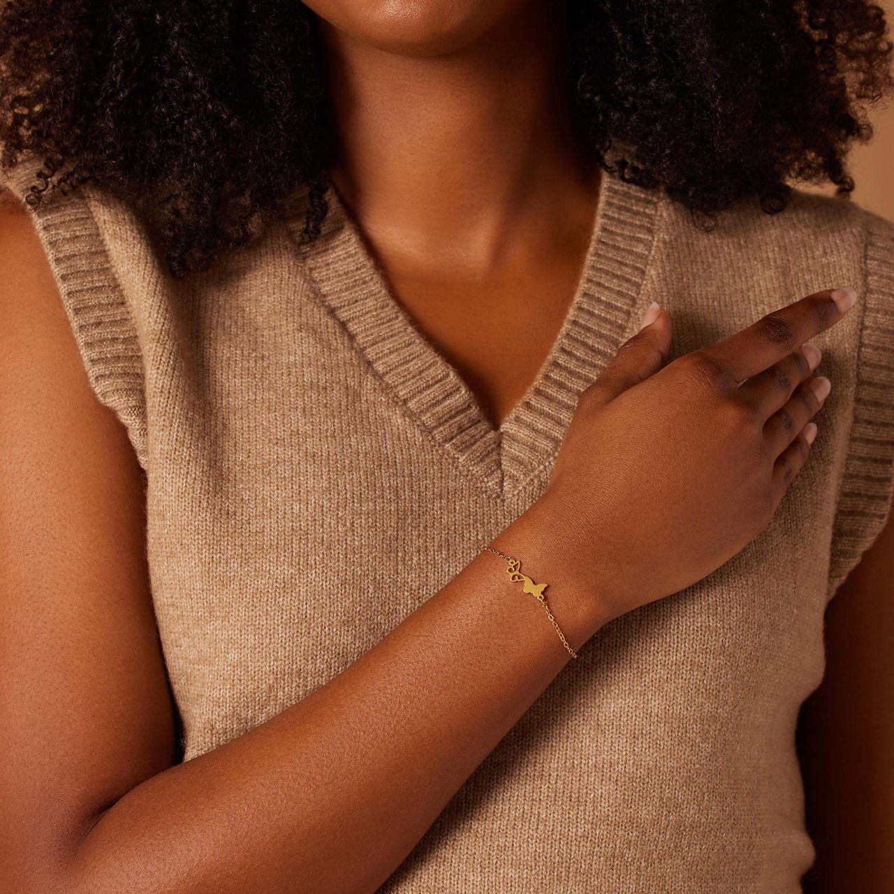 Stalen goldplated armbanden set met hanger voor dames