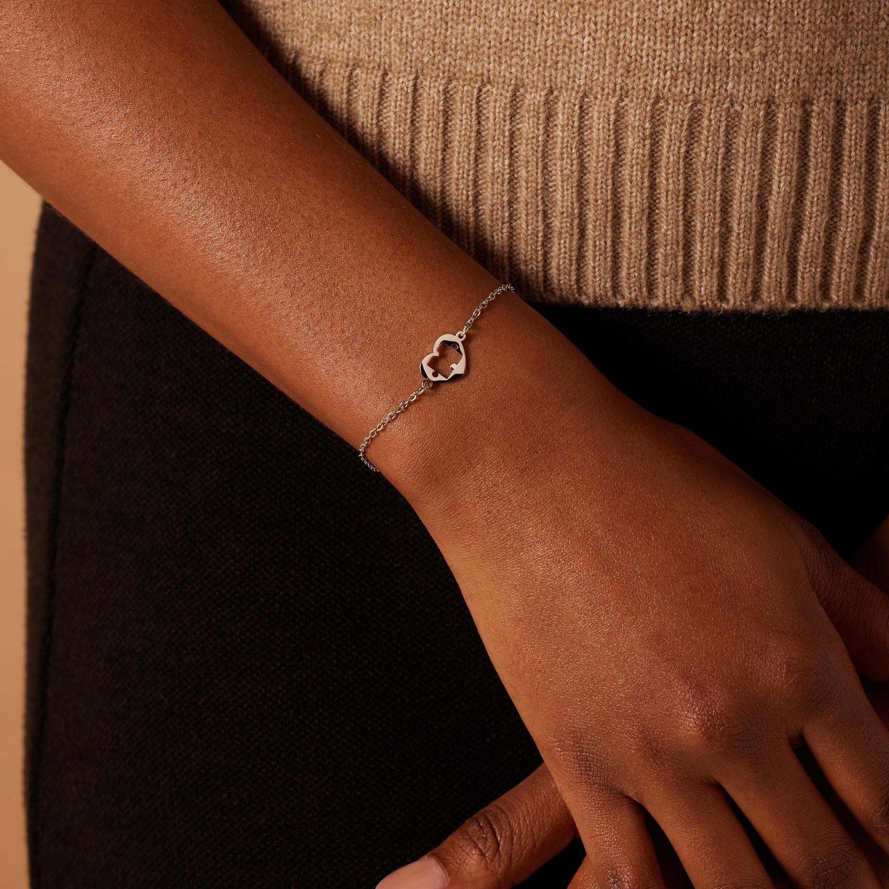 Armbänder aus Edelstahl, Mutter/Tochter, durchbrochenes Herz