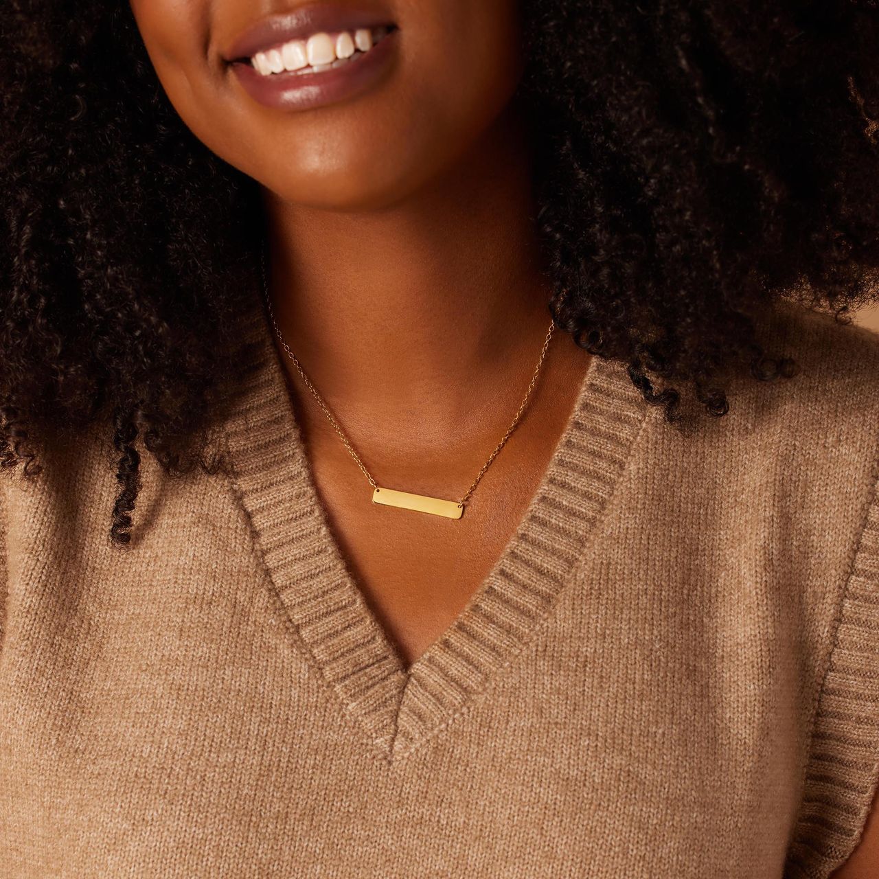 Stalen goldplated ketting met hanger graveerplaat voor dames