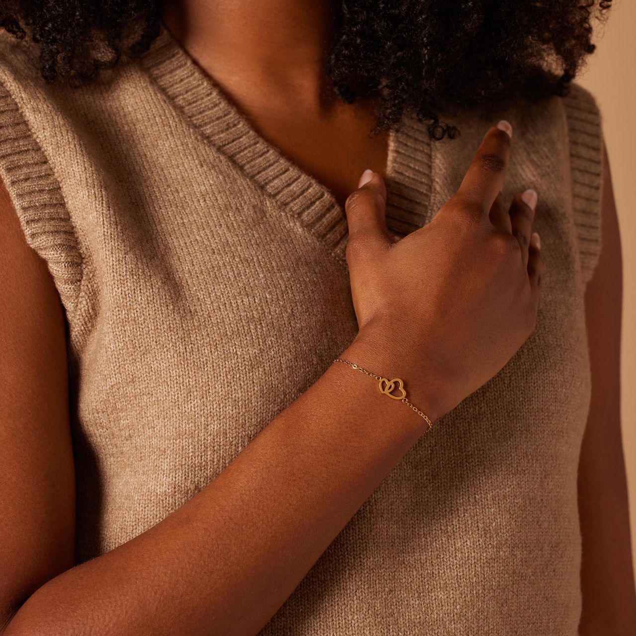 Stalen goldplated armbanden Moeder/Dochter hart