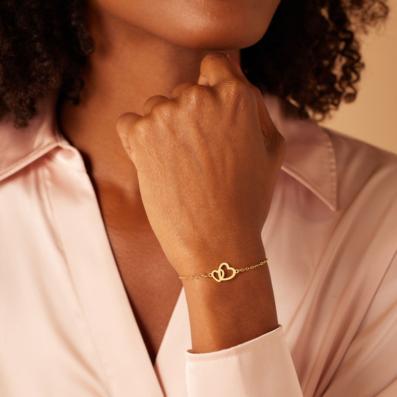 Stalen goldplated armbanden set hart voor dames