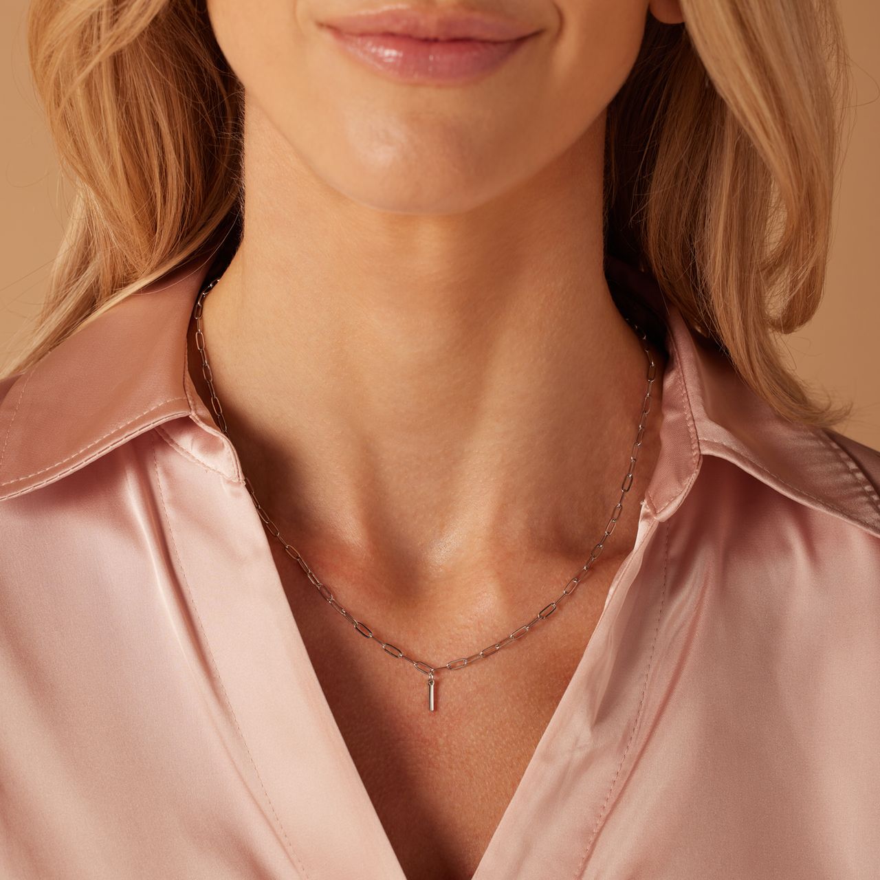 Stainless steel ketting closed forever met letter I