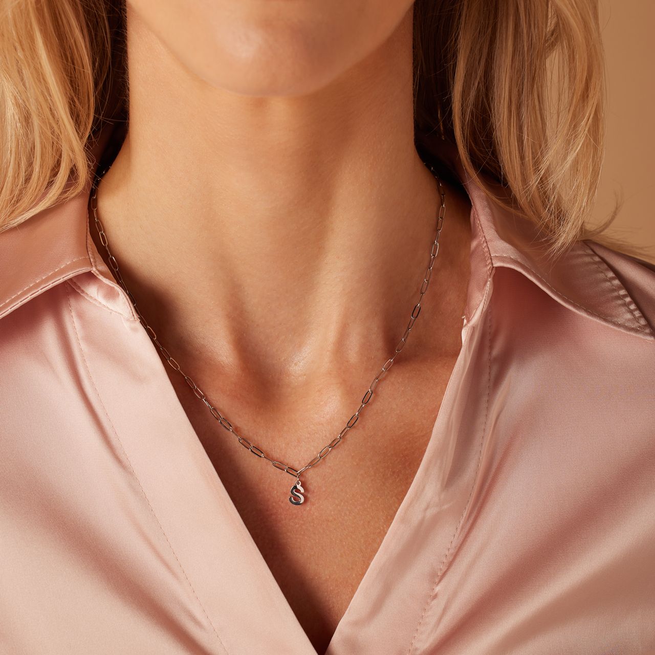 Stalen ketting closed forever met letter S
