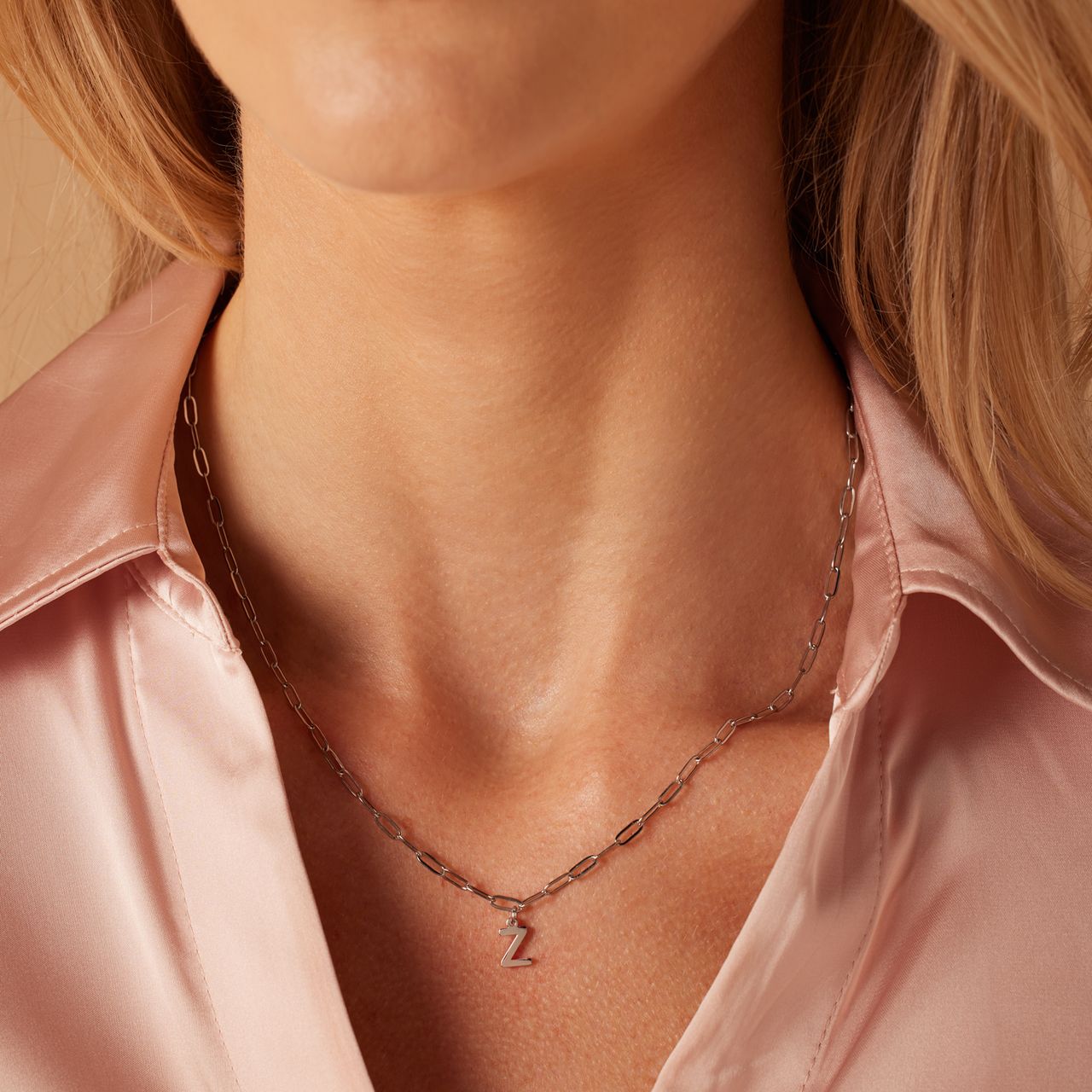 Stainless steel ketting closed forever met letter Z