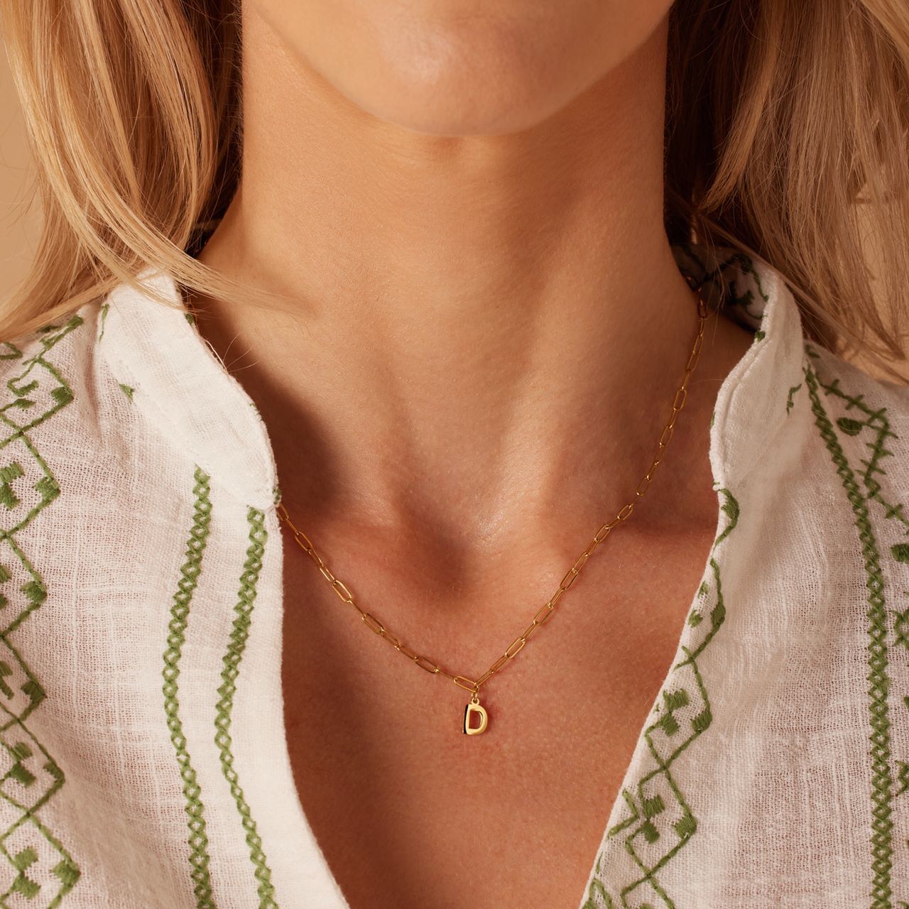 Stainless steel goldplated ketting met hanger letter D voor dames