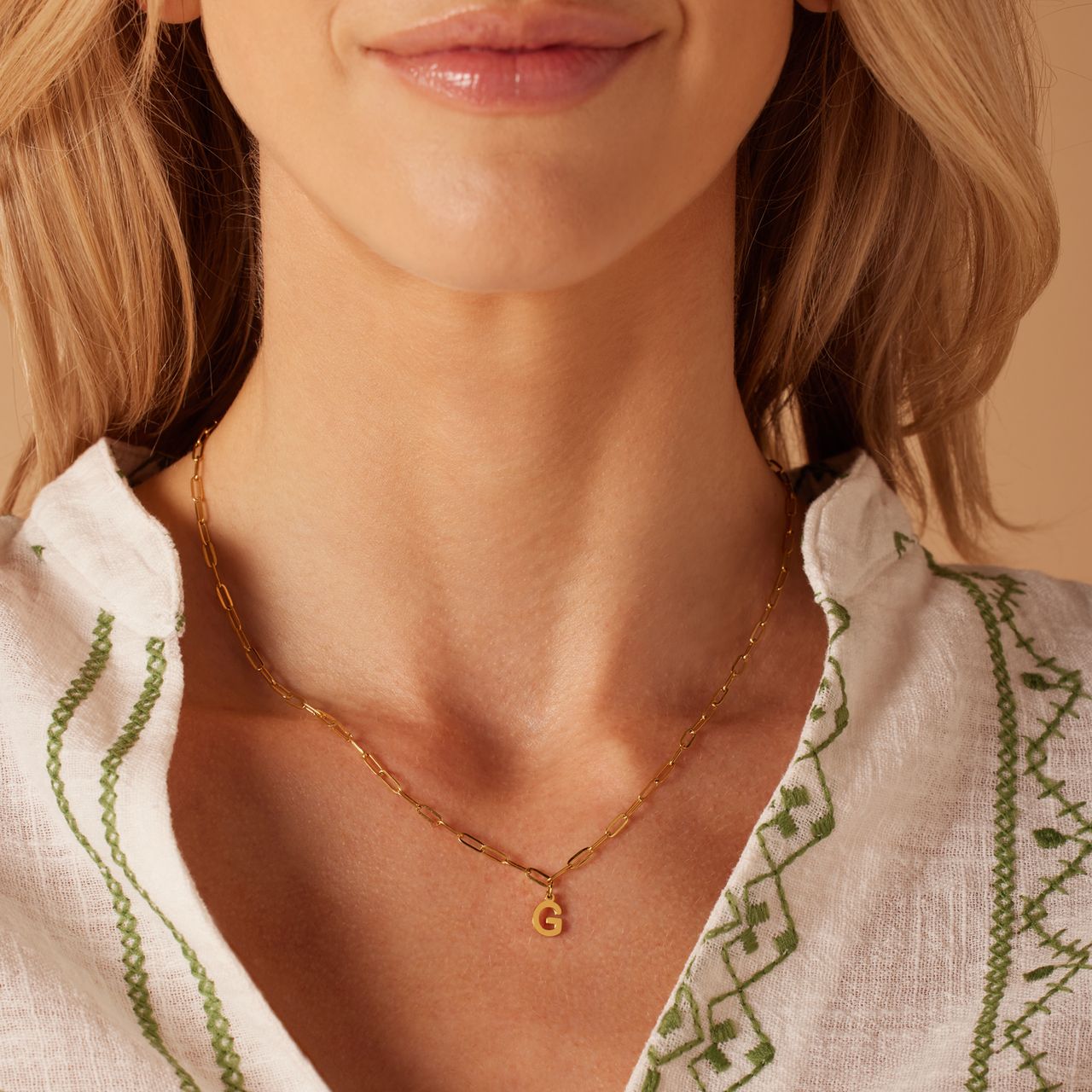 Stalen goldplated ketting closed forever letter G