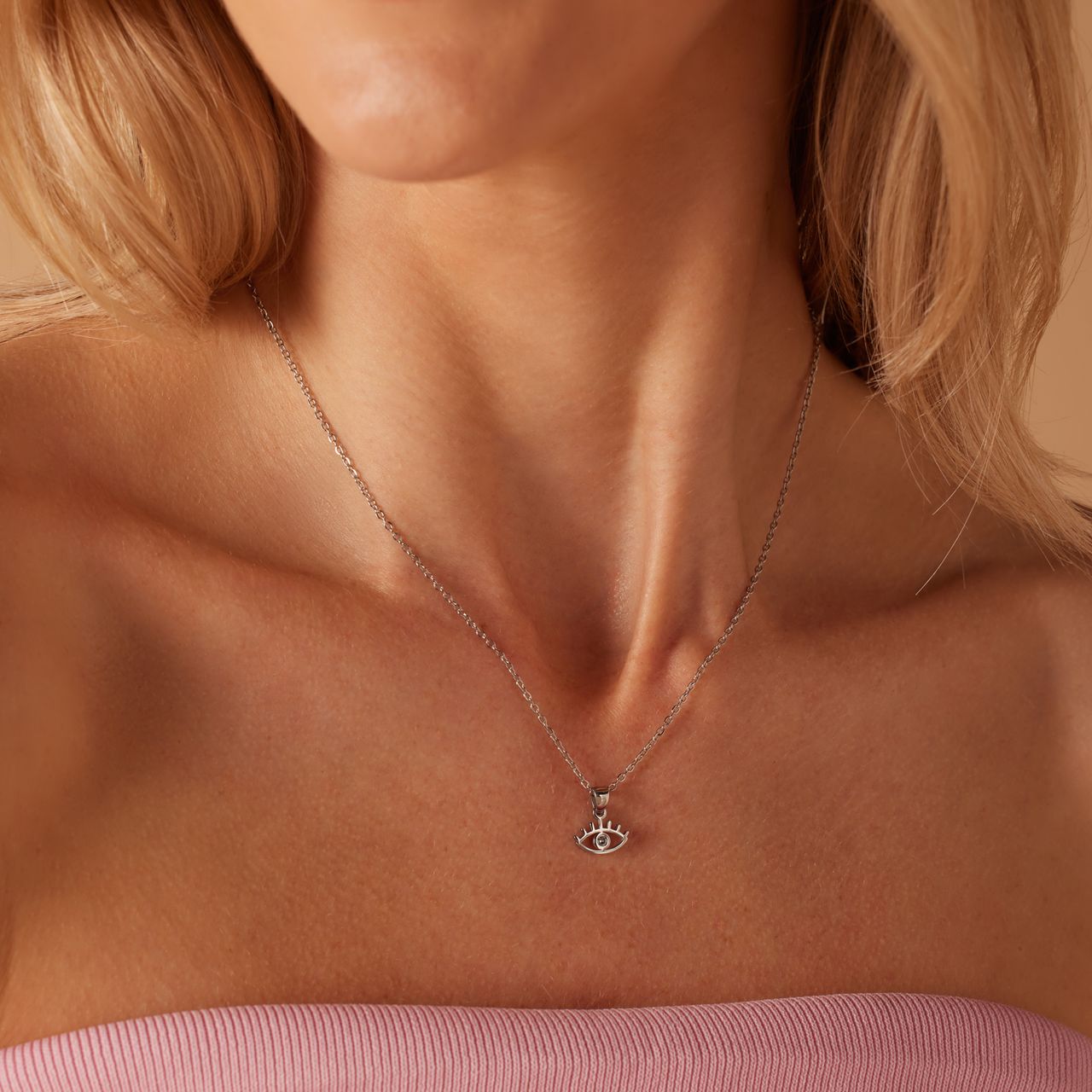 Myla stainless steel ketting met oog voor dames