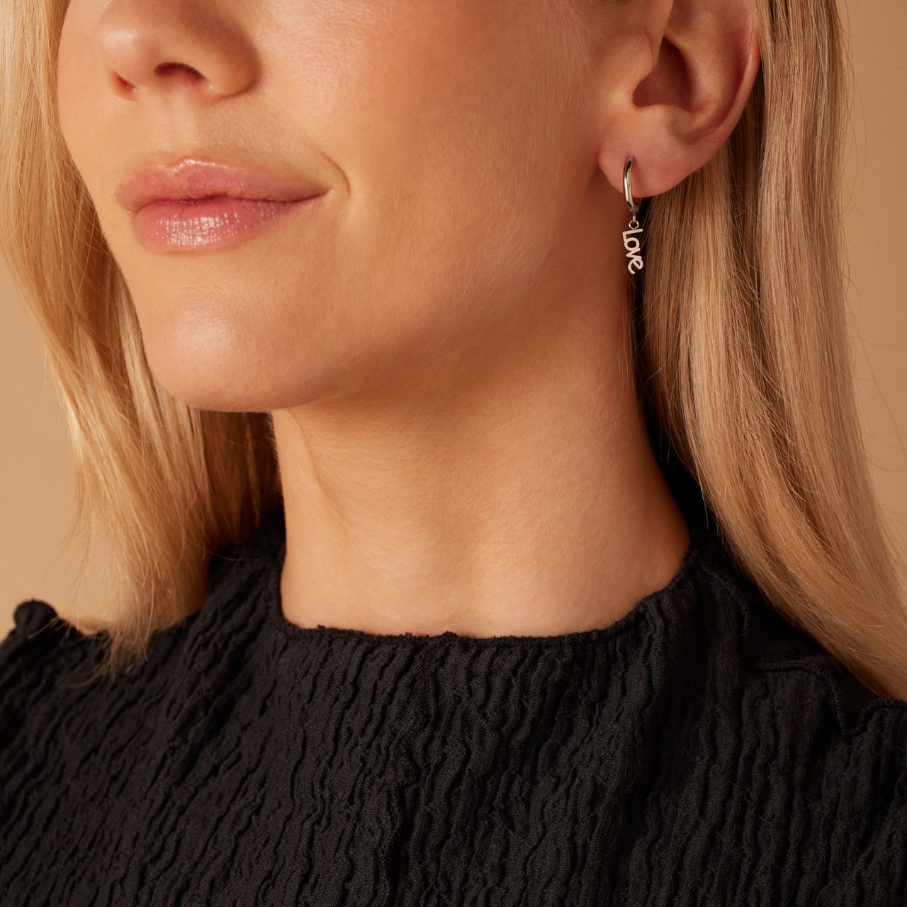 Myla stainless steel oorringen met hanger love voor dames