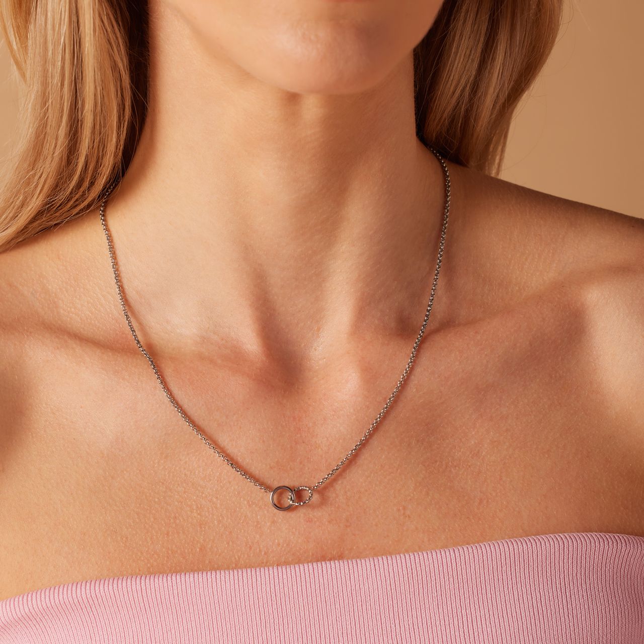 Myla stainless steel ketting met 2 cirkels voor dames