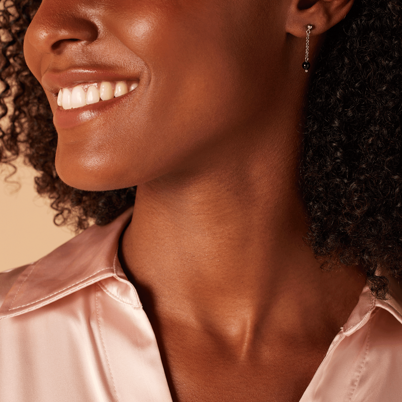 Stainless steel oorknoppen gemstone Black Agate voor dames