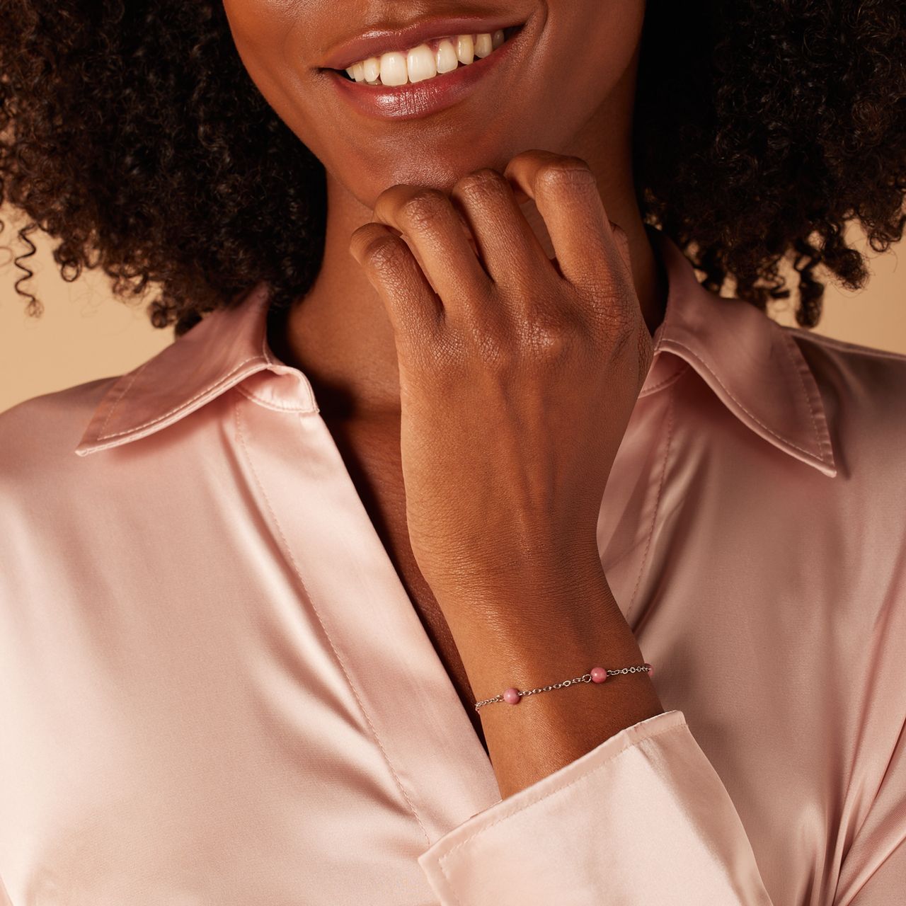 Stainless steel armband gemstone Rhodonite