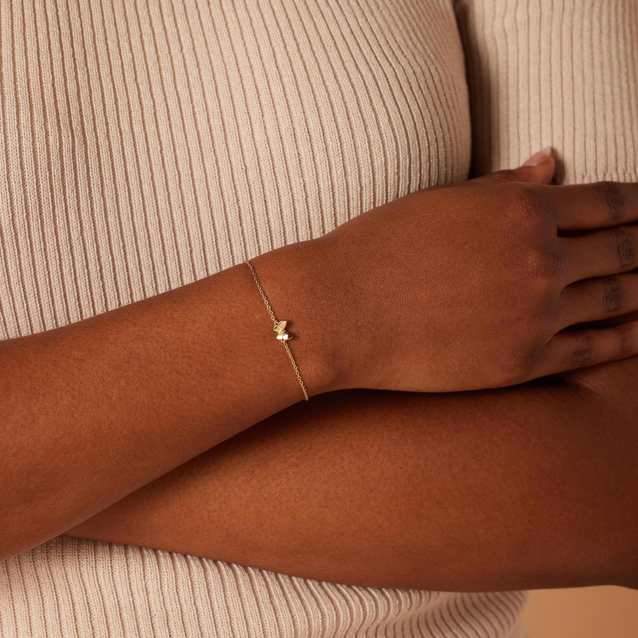 Zilveren goldplated armband vlinder voor dames