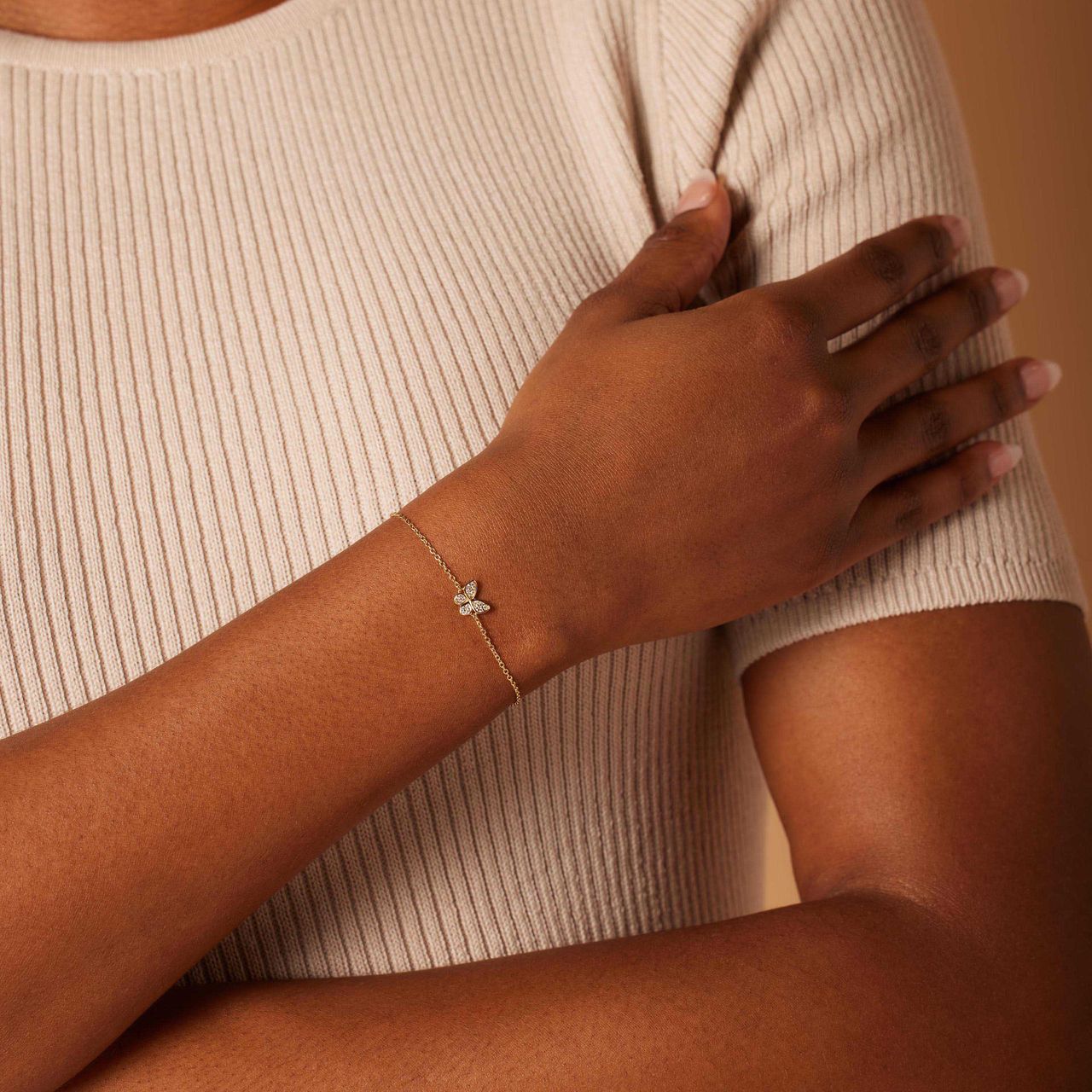 Zilveren goldplated armband vlinder met zirkonia voor dames