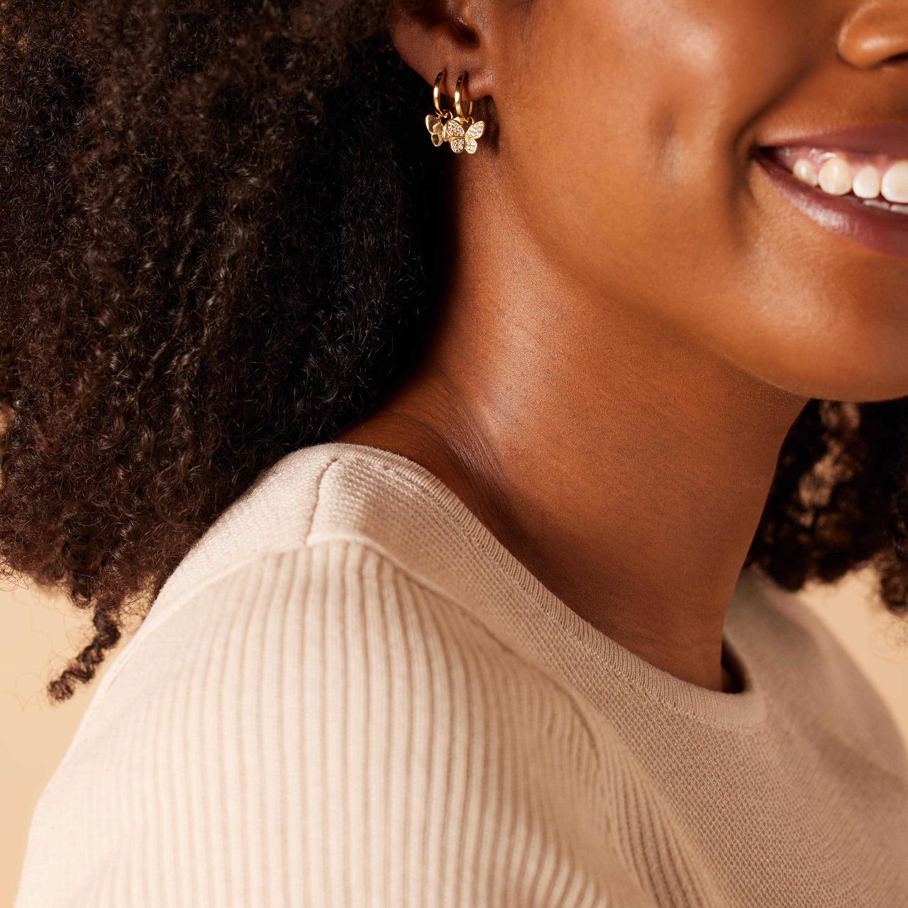 Ohrringe aus 925er Silber, vergoldet, Schmetterling, Zirkonia