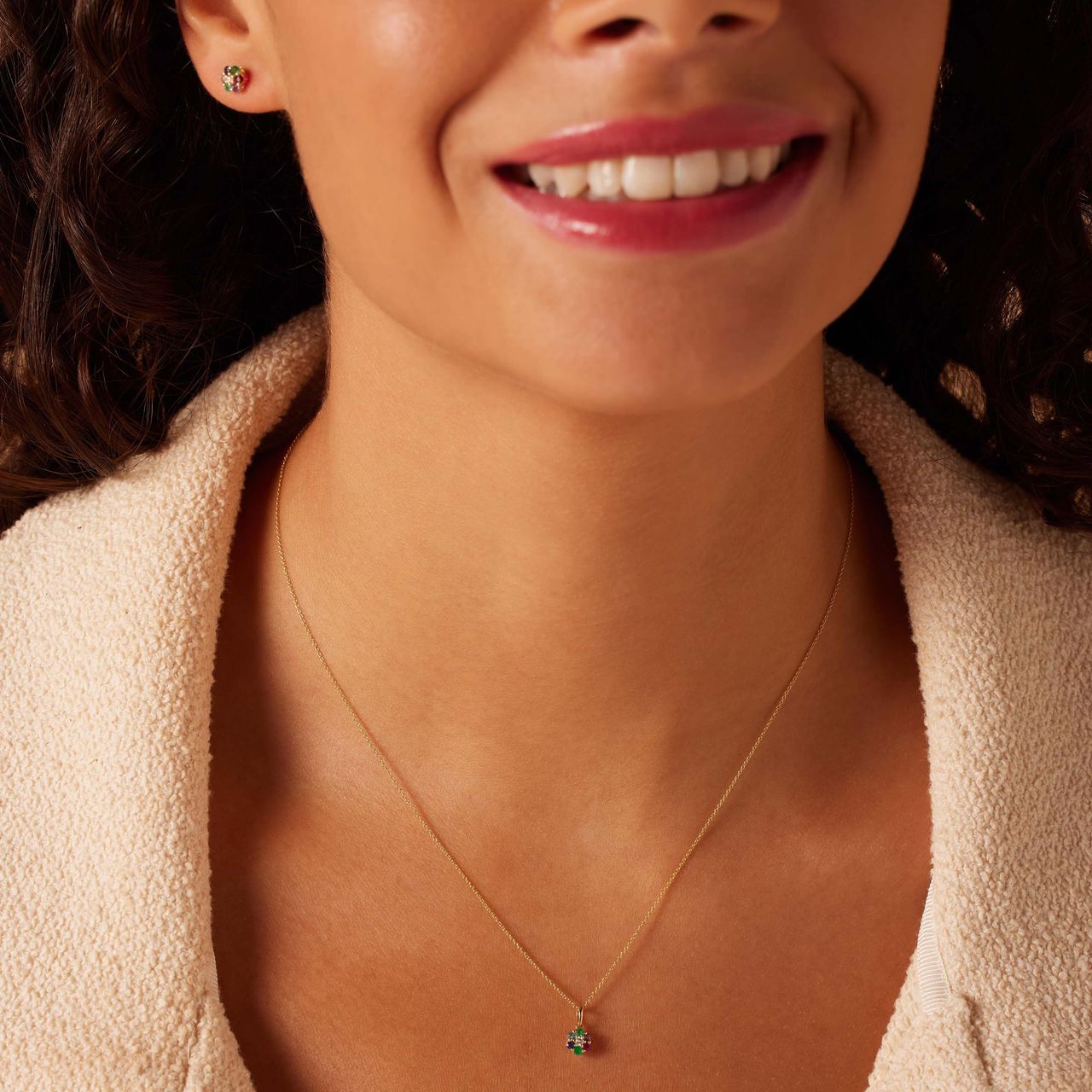 Diamond luxury 14 karaat gouden collier bloem diamant(0,025ct) voor dames