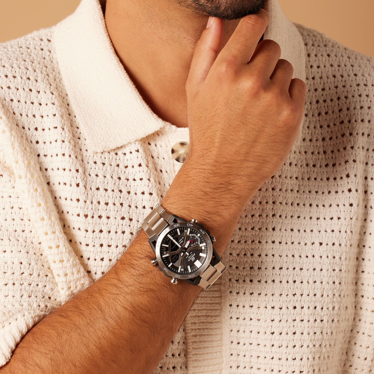 Edifice Uhr mit Armband aus Edelstahl, ECB-2000D-1AEF